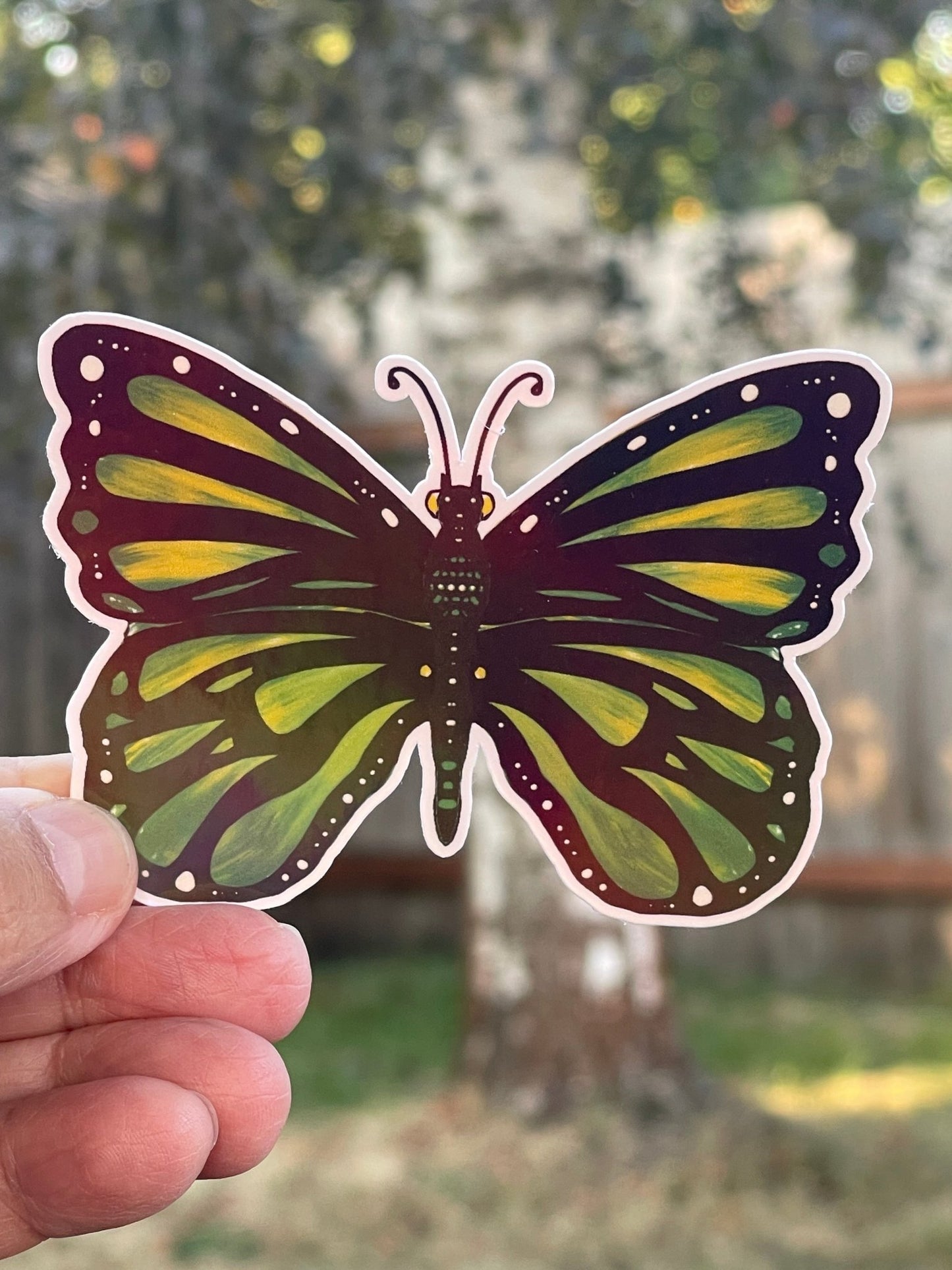 Green Yellow tints Butterfly Die Sticker - Butterfly Iridescent Sticker - Color Crumbs Club