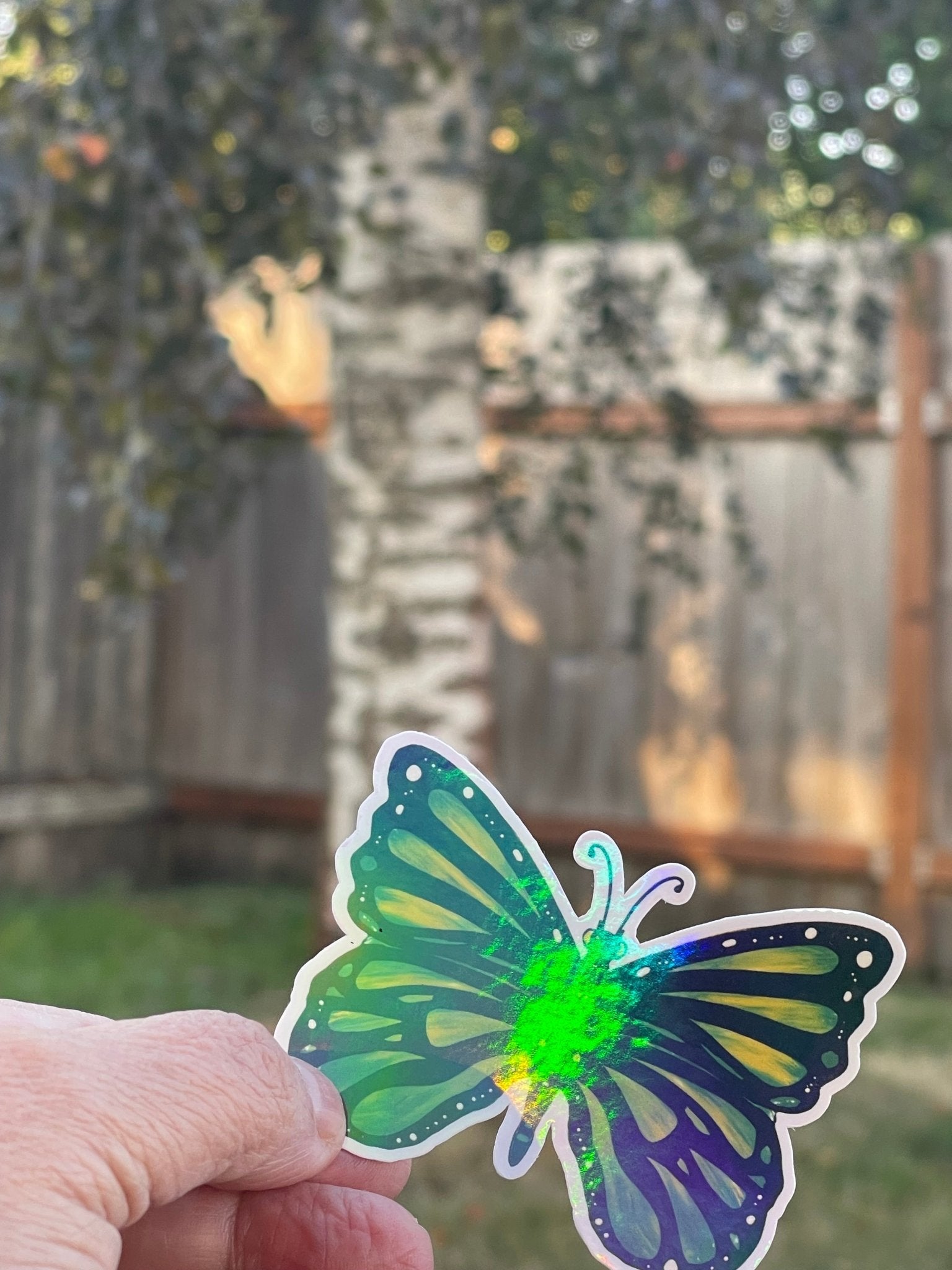 Green Yellow tints Butterfly Die Sticker - Butterfly Iridescent Sticker - Color Crumbs Club