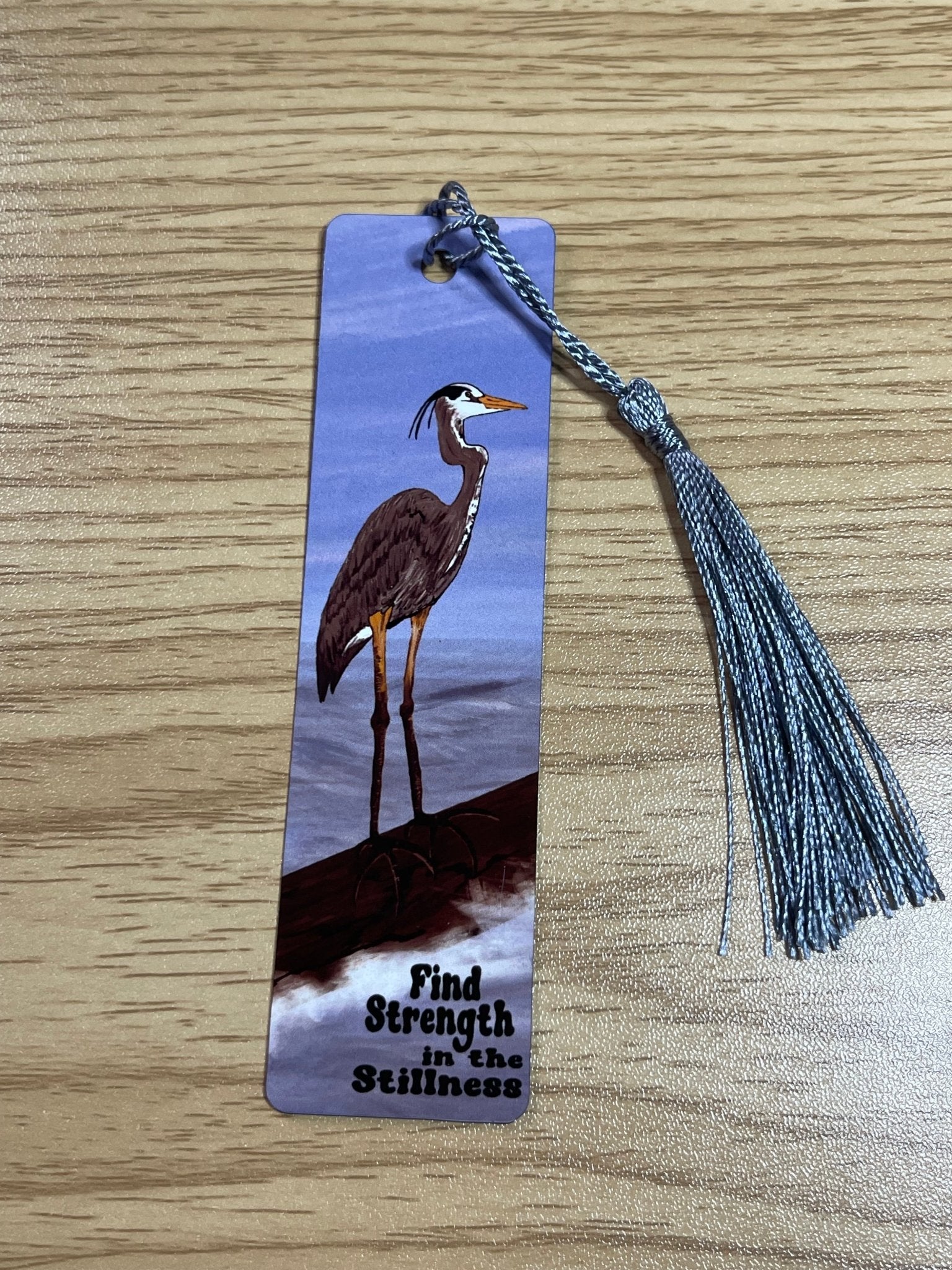 Heron Aluminum Bookmark - Find Strength in the Stillness - Color Crumbs Club