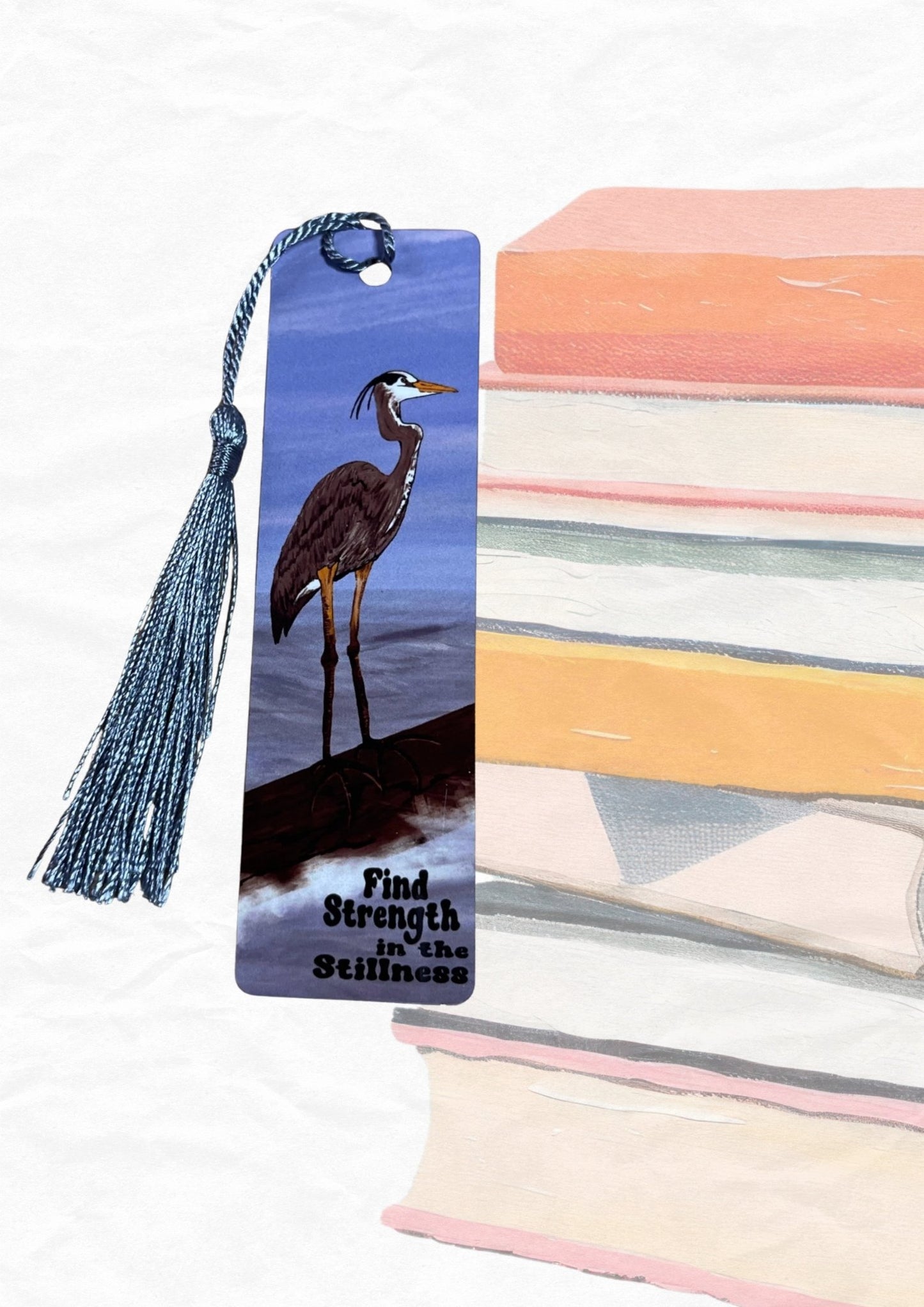 Heron Aluminum Bookmark - Find Strength in the Stillness - Color Crumbs Club