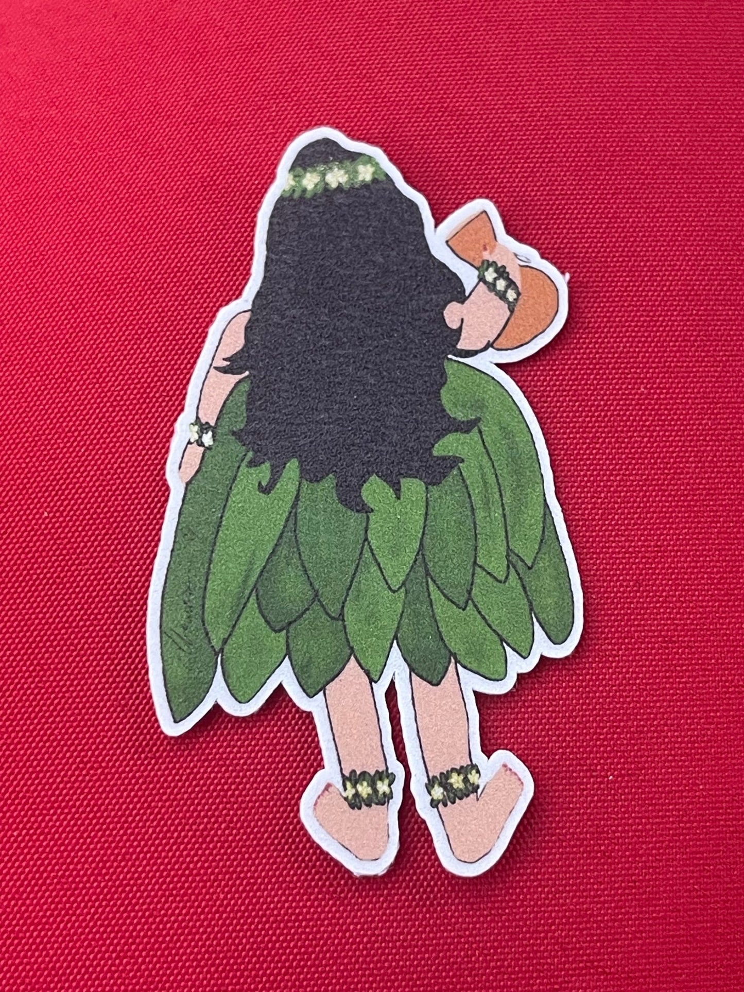 Hula Girl with Ipu – Hawaiian Dance Vinyl Decal, Tropical Island Aesthetic Young Hula Dancer Sticker - Color Crumbs Club