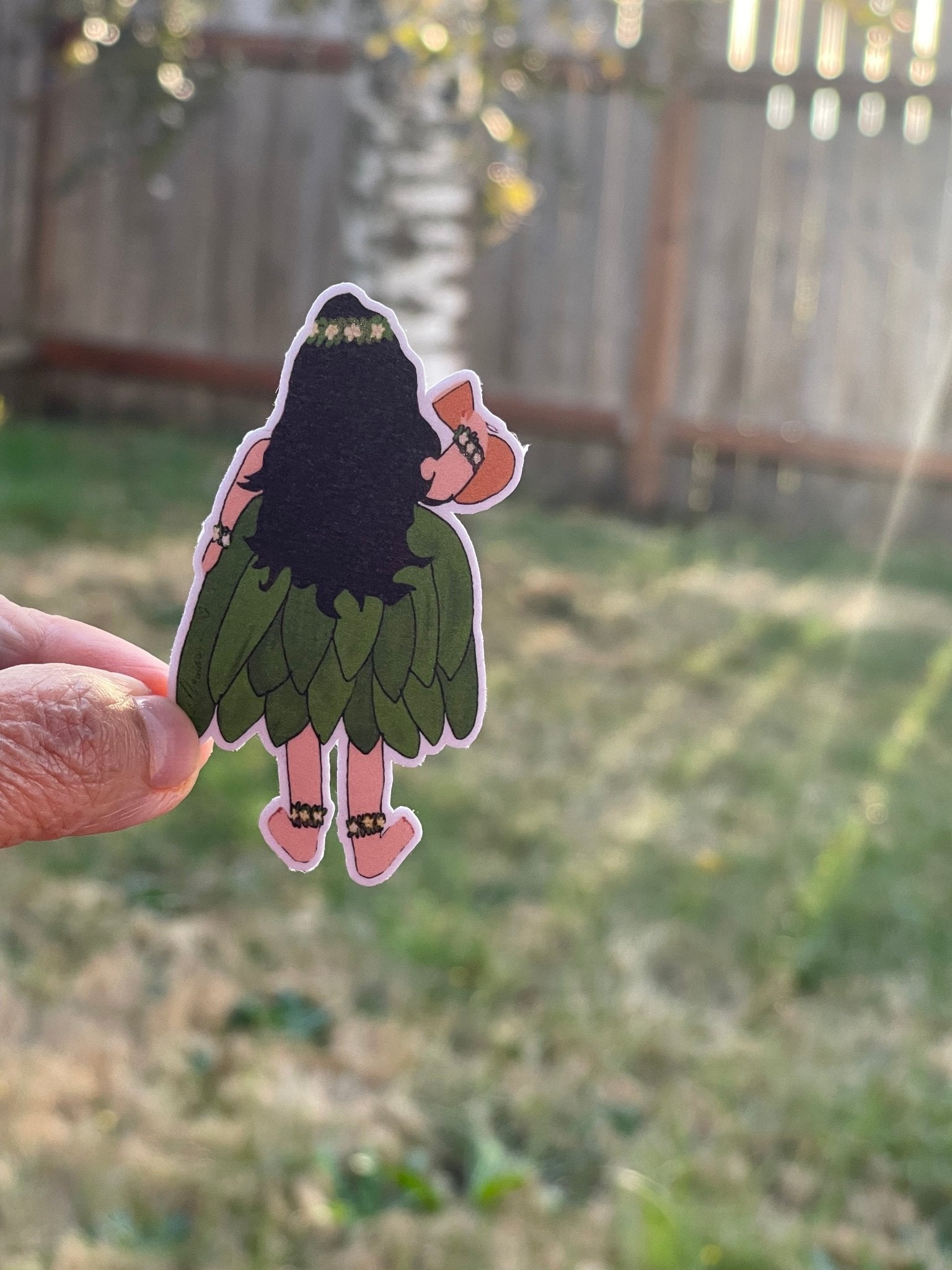 Hula Girl with Ipu Sticker – Hawaiian Dance Vinyl Decal, Tropical Island Aesthetic, Luau Sticker - Color Crumbs Club