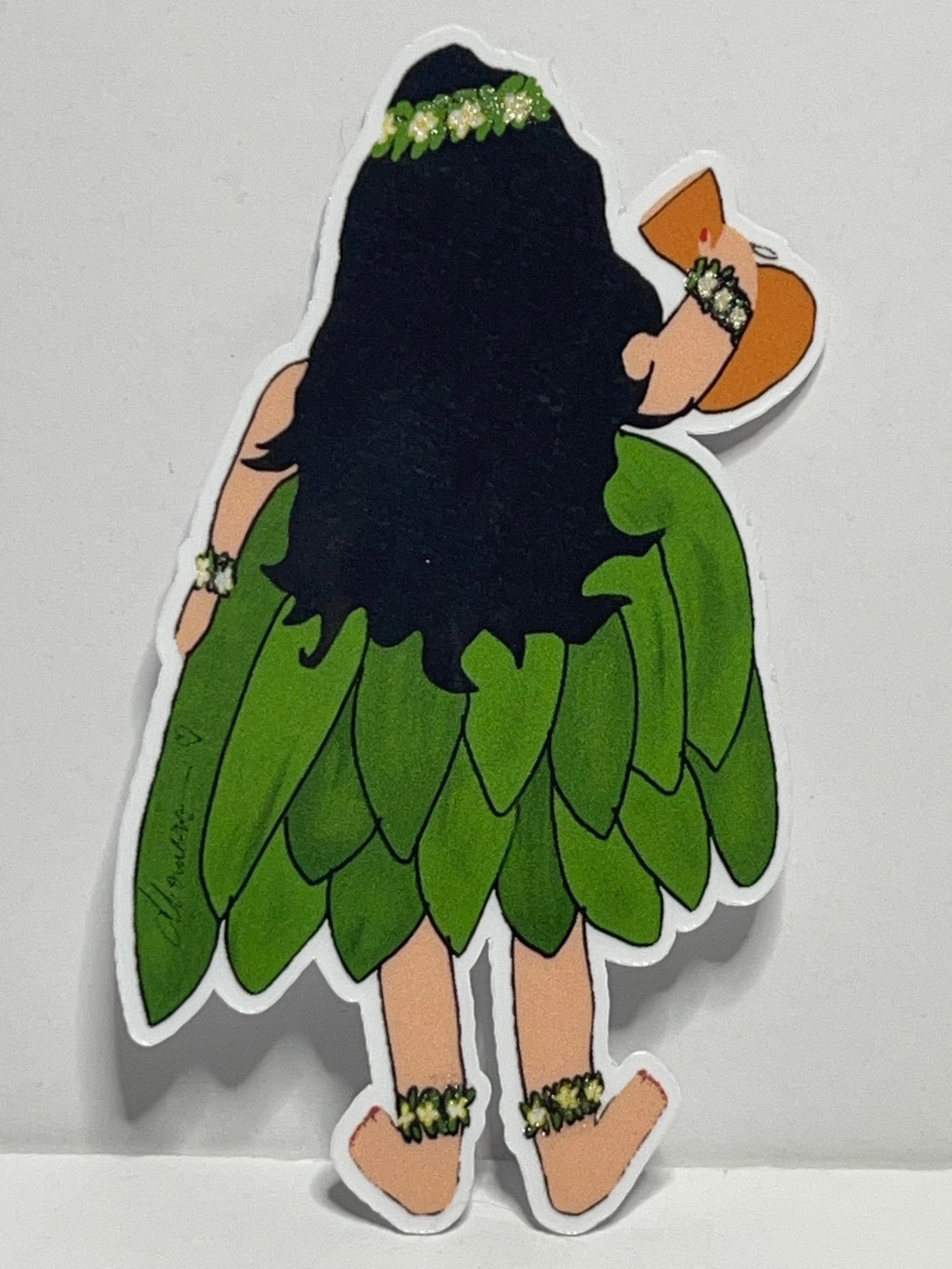 Hula Girl with Ipu Sticker – Hawaiian Dance Vinyl Decal, Tropical Island Aesthetic, Luau Sticker - Color Crumbs Club