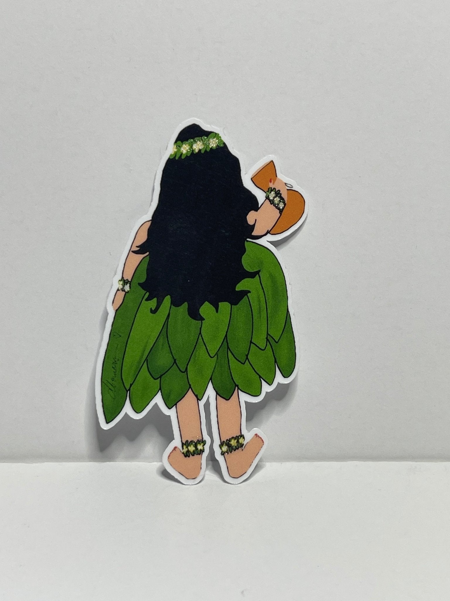 Hula Girl with Ipu Sticker – Hawaiian Dance Vinyl Decal, Tropical Island Aesthetic, Luau Sticker - Color Crumbs Club