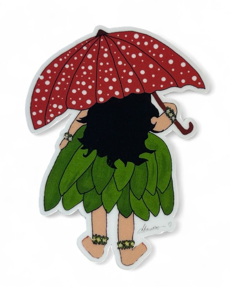 Hula Girl with Umbrella Sticker – Hawaiian Dance Vinyl Decal, Tropical Island Aesthetic, Luau Sticker - Color Crumbs Club