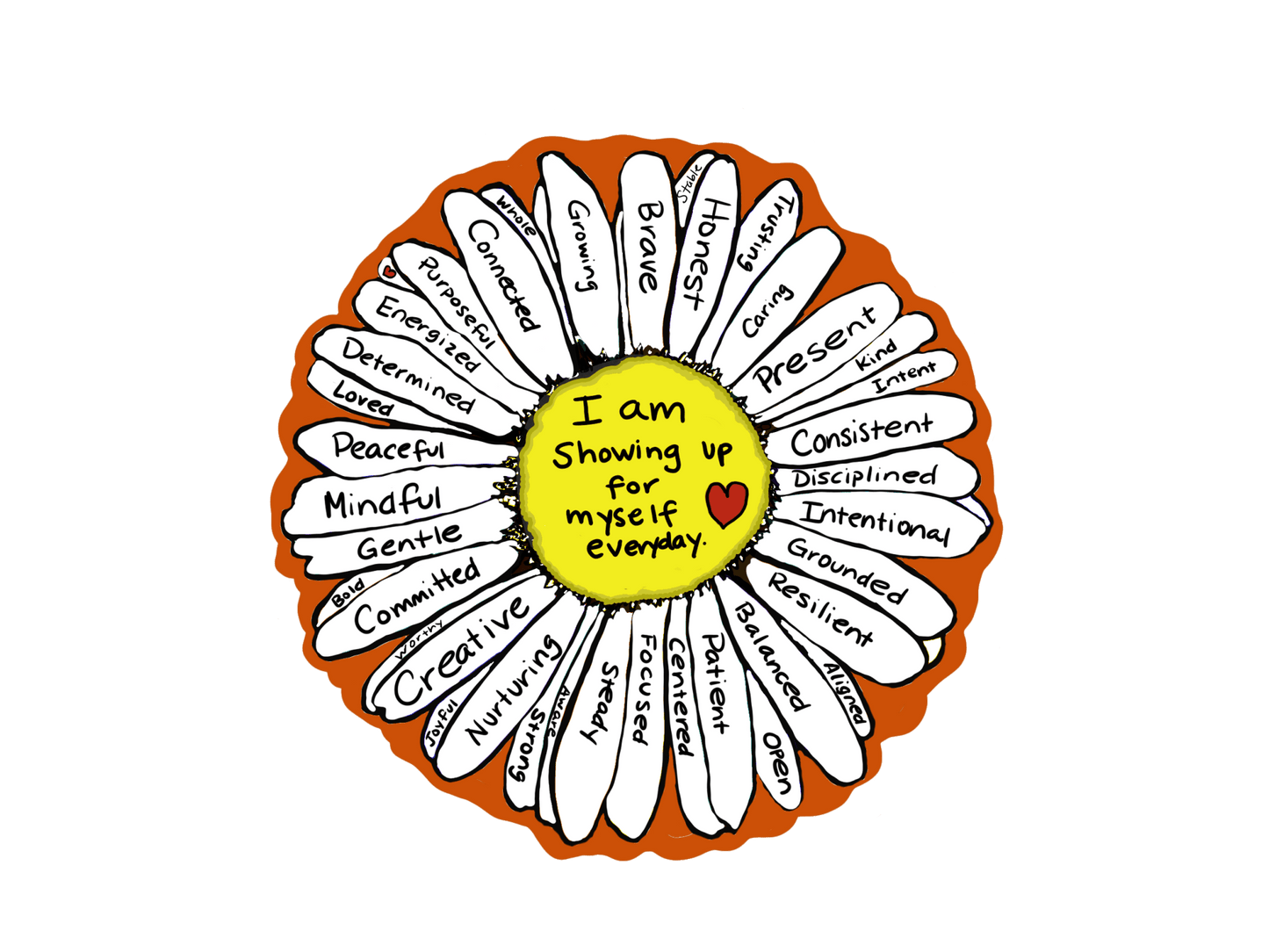 I Am Showing Up for Myself Everyday Sunflower Sticker – Positive Affirmation Vinyl Decal, Self Care Mental Health Motivation - Color Crumbs Club
