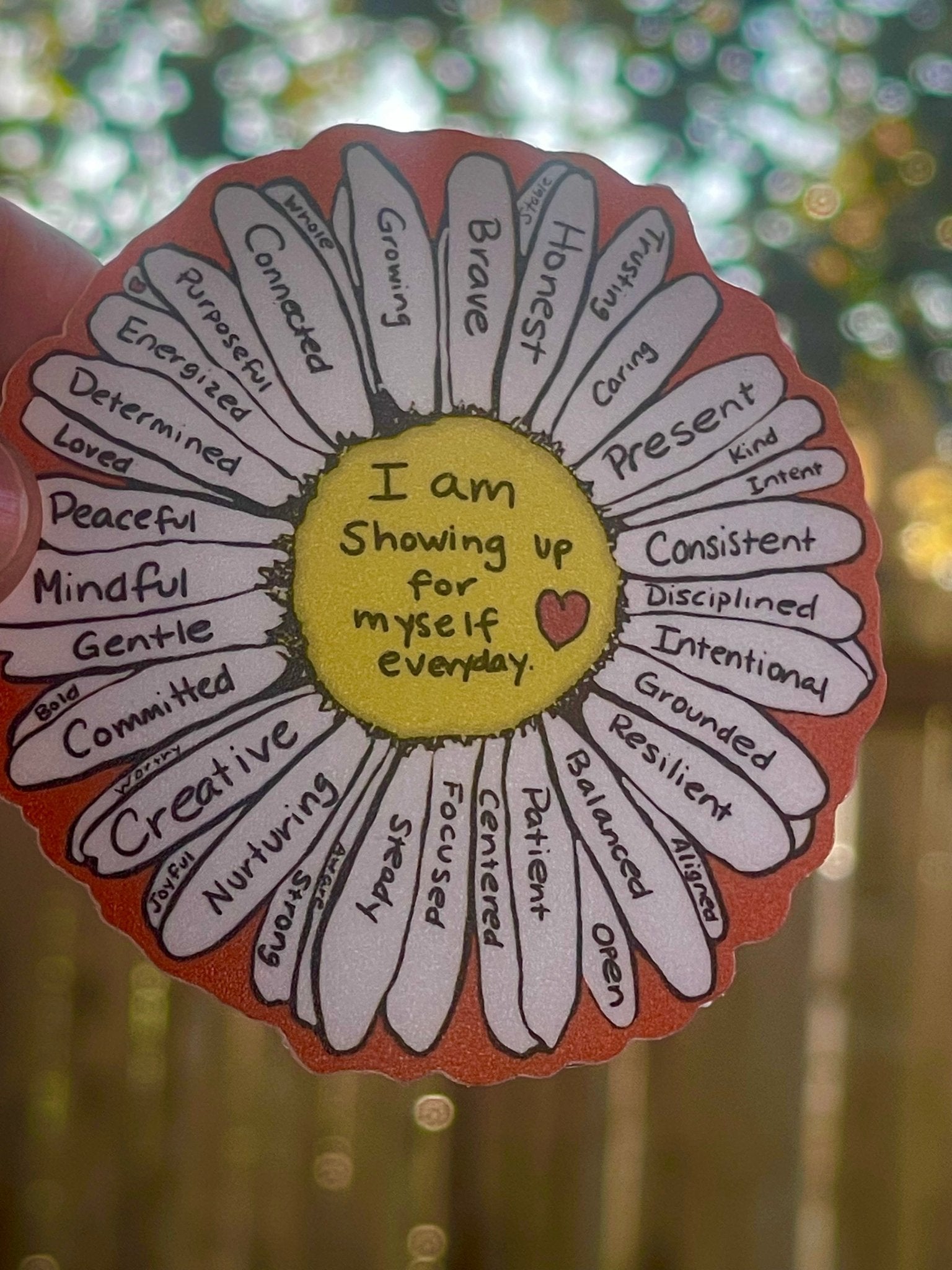 I Am Showing Up for Myself Everyday Sunflower Sticker – Positive Affirmation Vinyl Decal, Self Care Mental Health Motivation - Color Crumbs Club
