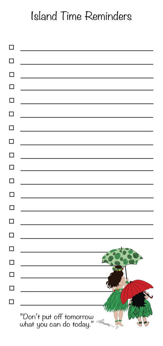 Island Time Reminders Magnetic Notepad – Hula Girl Refrigerator List Pad | “Write It Down, Make It Happen” - Color Crumbs Club