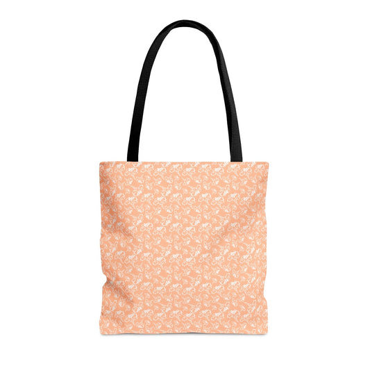 Light Peach with White Flowers Tote Bag - Squirrellyartmama