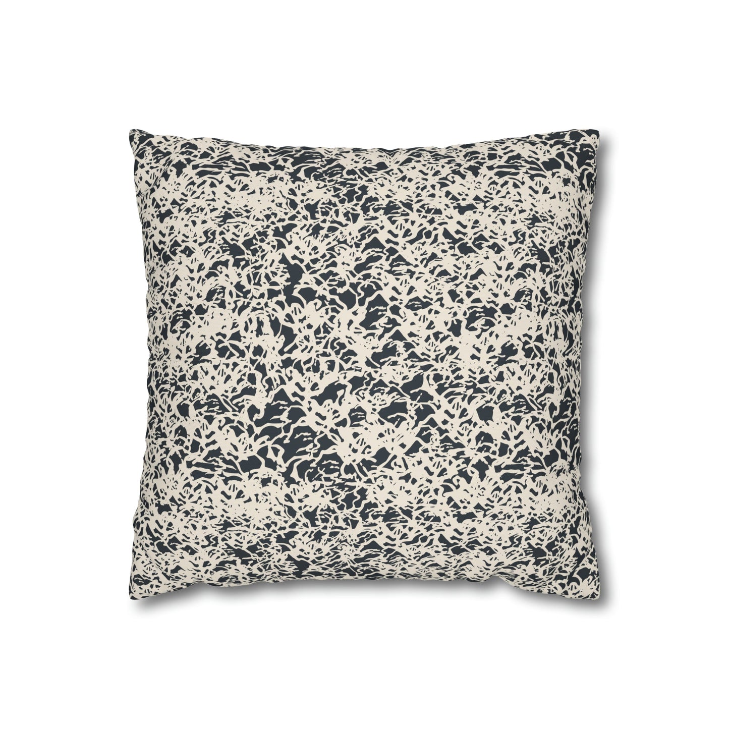 Navy Floral Crown Square Poly Canvas Pillowcase - Squirrellyartmama
