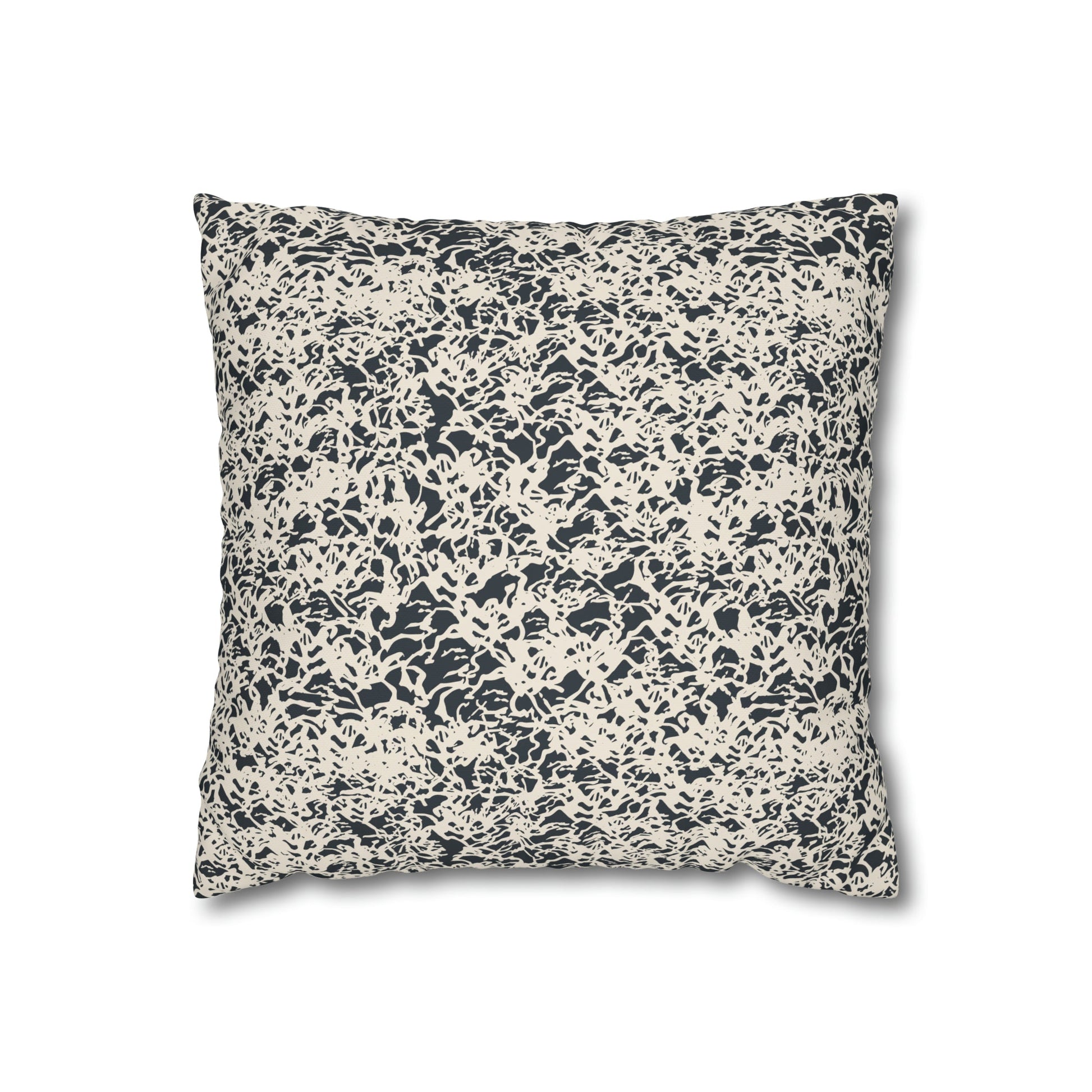 Navy Floral Crown Square Poly Canvas Pillowcase - Squirrellyartmama
