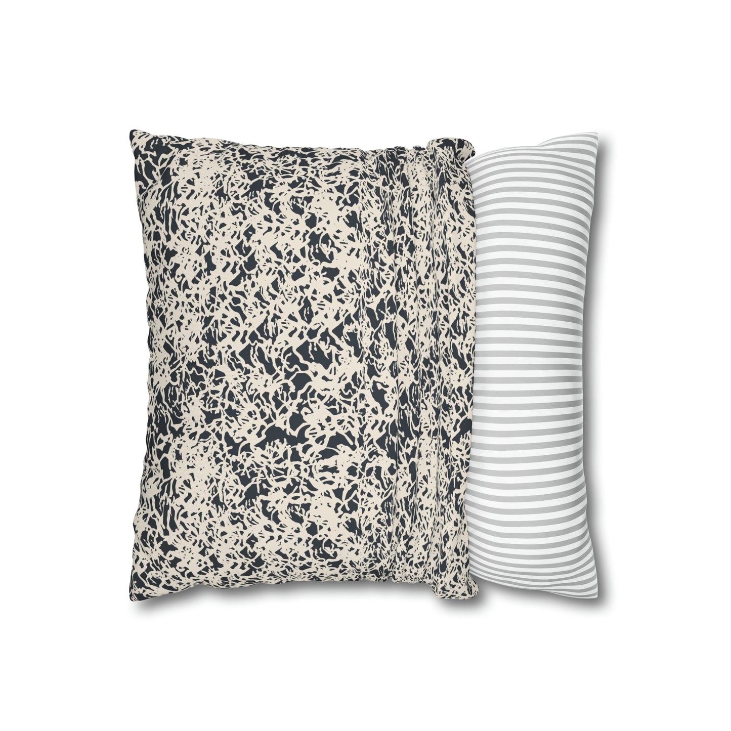 Navy Floral Crown Square Poly Canvas Pillowcase - Squirrellyartmama
