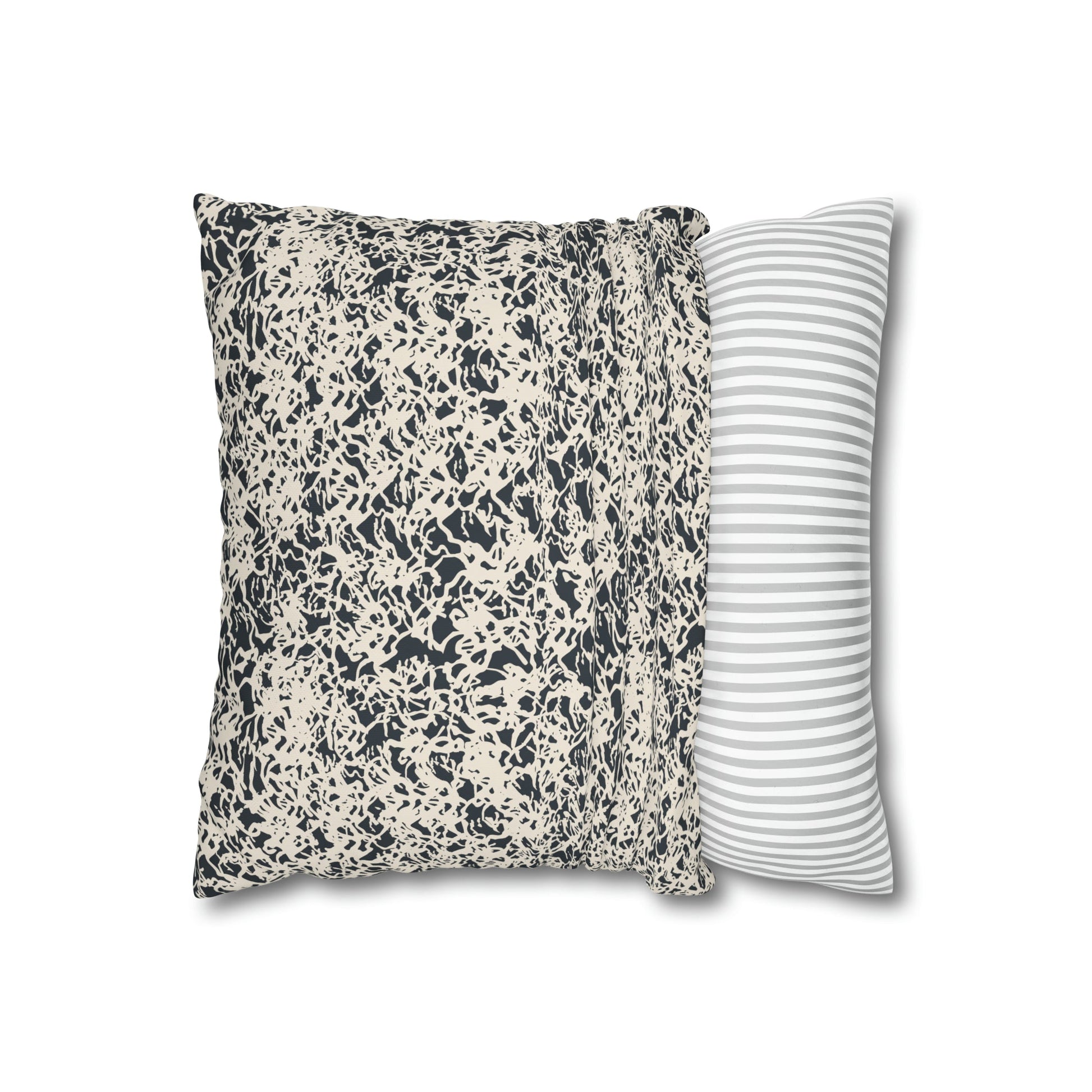 Navy Floral Crown Square Poly Canvas Pillowcase - Squirrellyartmama