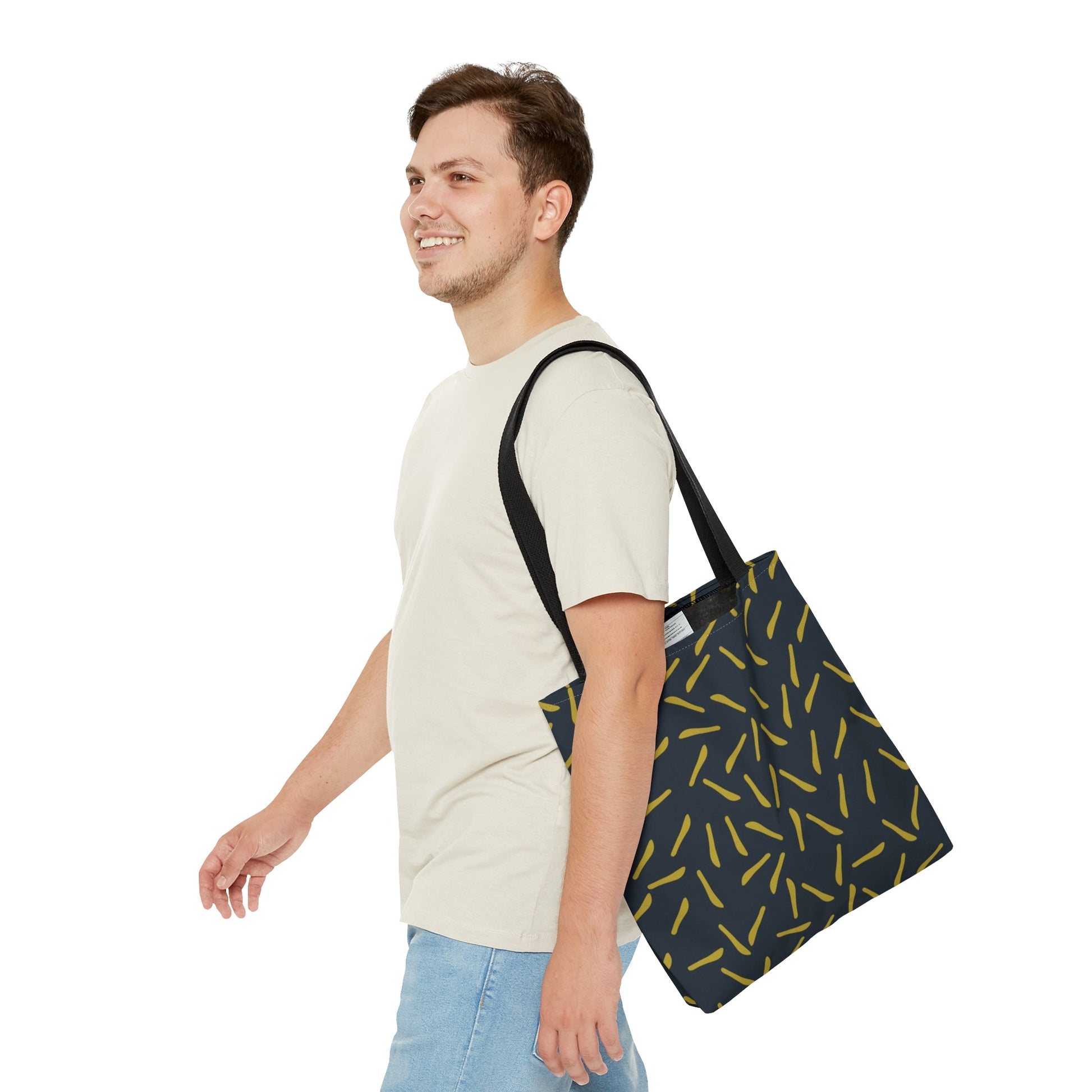 Navy with Green Lines Tote Bag - Squirrellyartmama