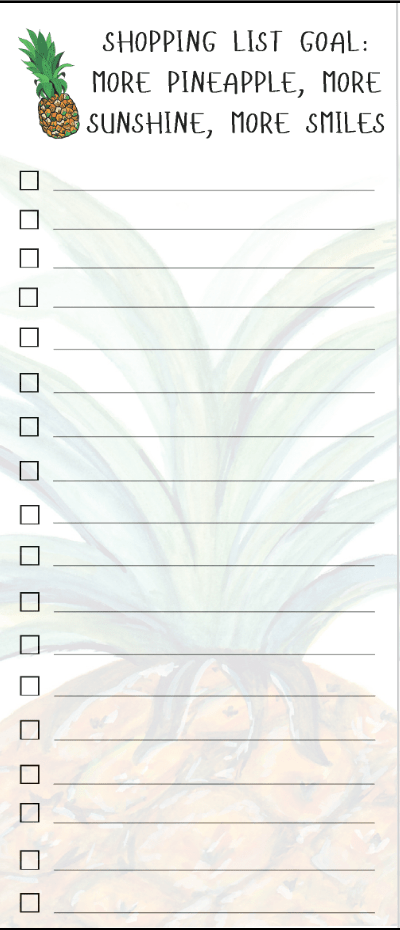 Pineapple Shopping List Magnetic Notepad – Pineapple Refrigerator List Pad - Color Crumbs Club