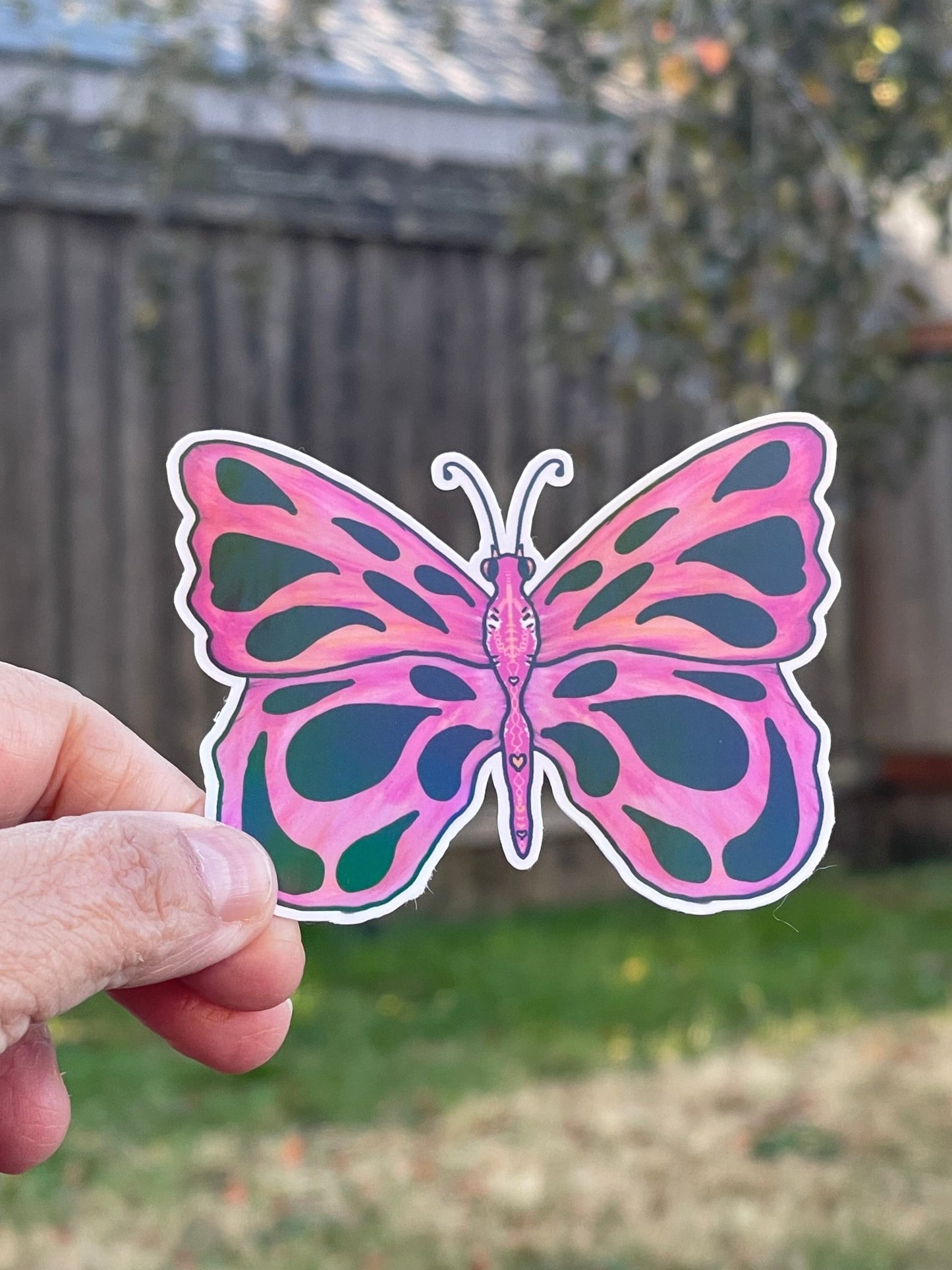 Pink Iridescent Butterfly Sticker - Die Cut Sticker Natures Butterfly - Color Crumbs Club