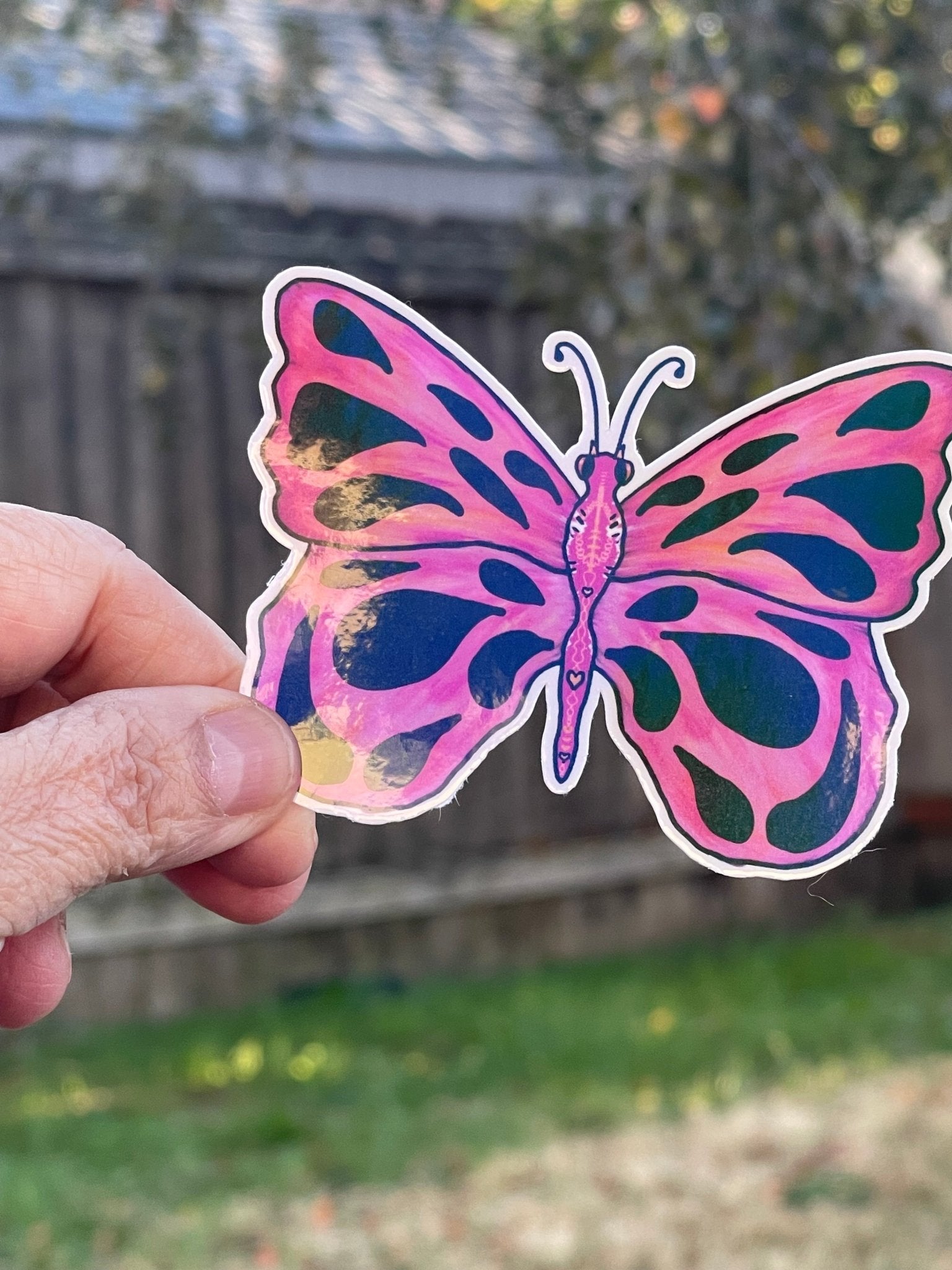 Pink Iridescent Butterfly Sticker - Die Cut Sticker Natures Butterfly - Color Crumbs Club