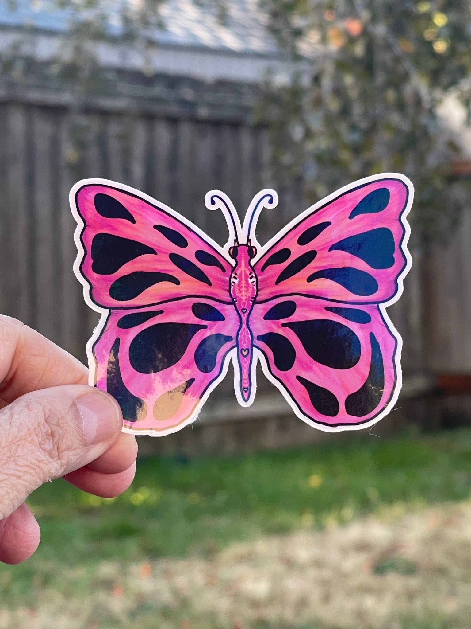 Pink Iridescent Butterfly Sticker - Die Cut Sticker Natures Butterfly - Color Crumbs Club