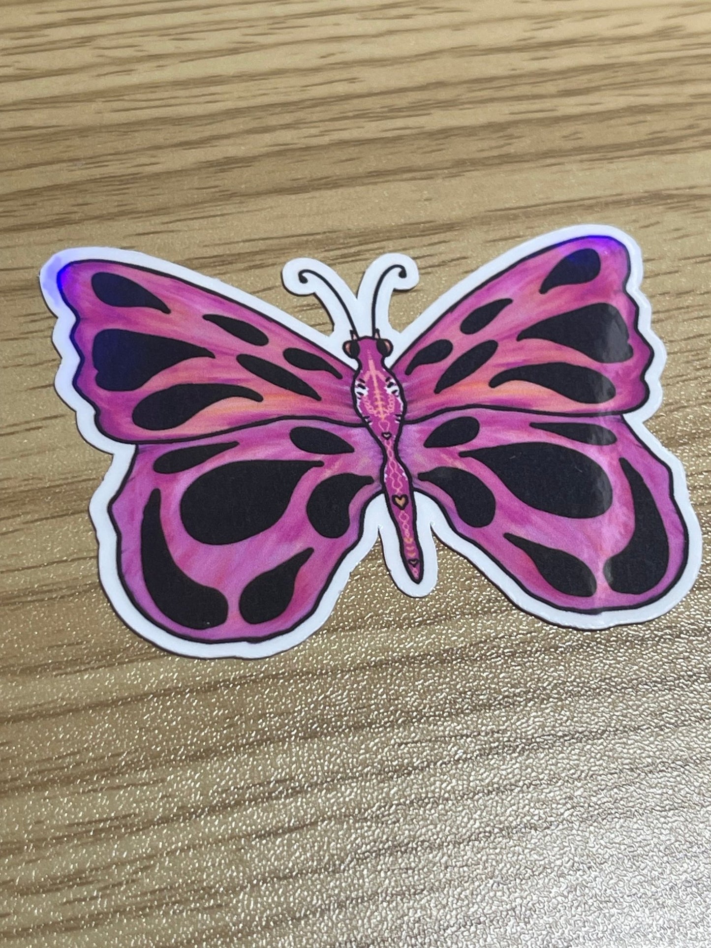 Pink Iridescent Butterfly Sticker - Die Cut Sticker Natures Butterfly - Color Crumbs Club
