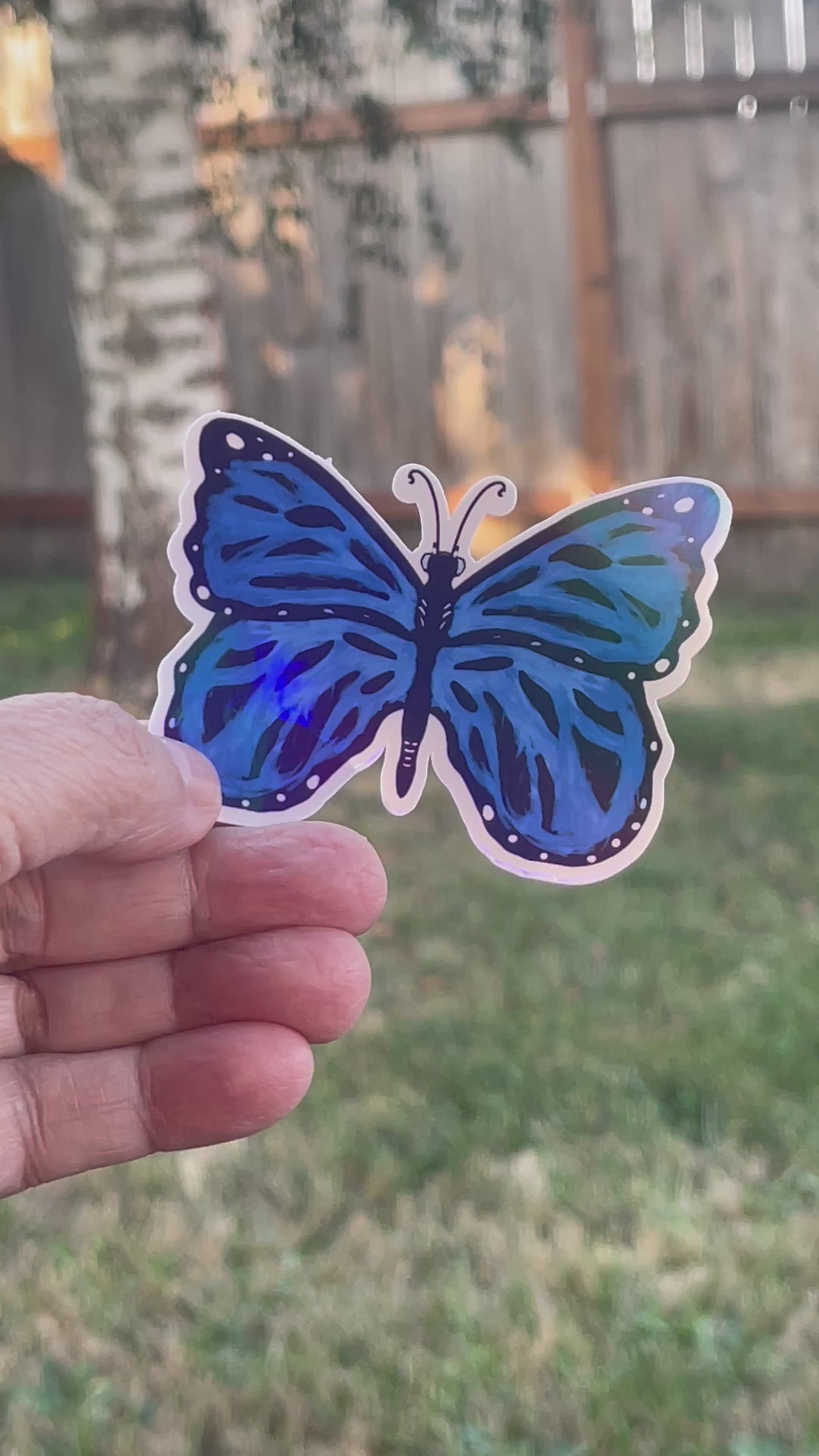 Blue Butterfly Vinyl Sticker