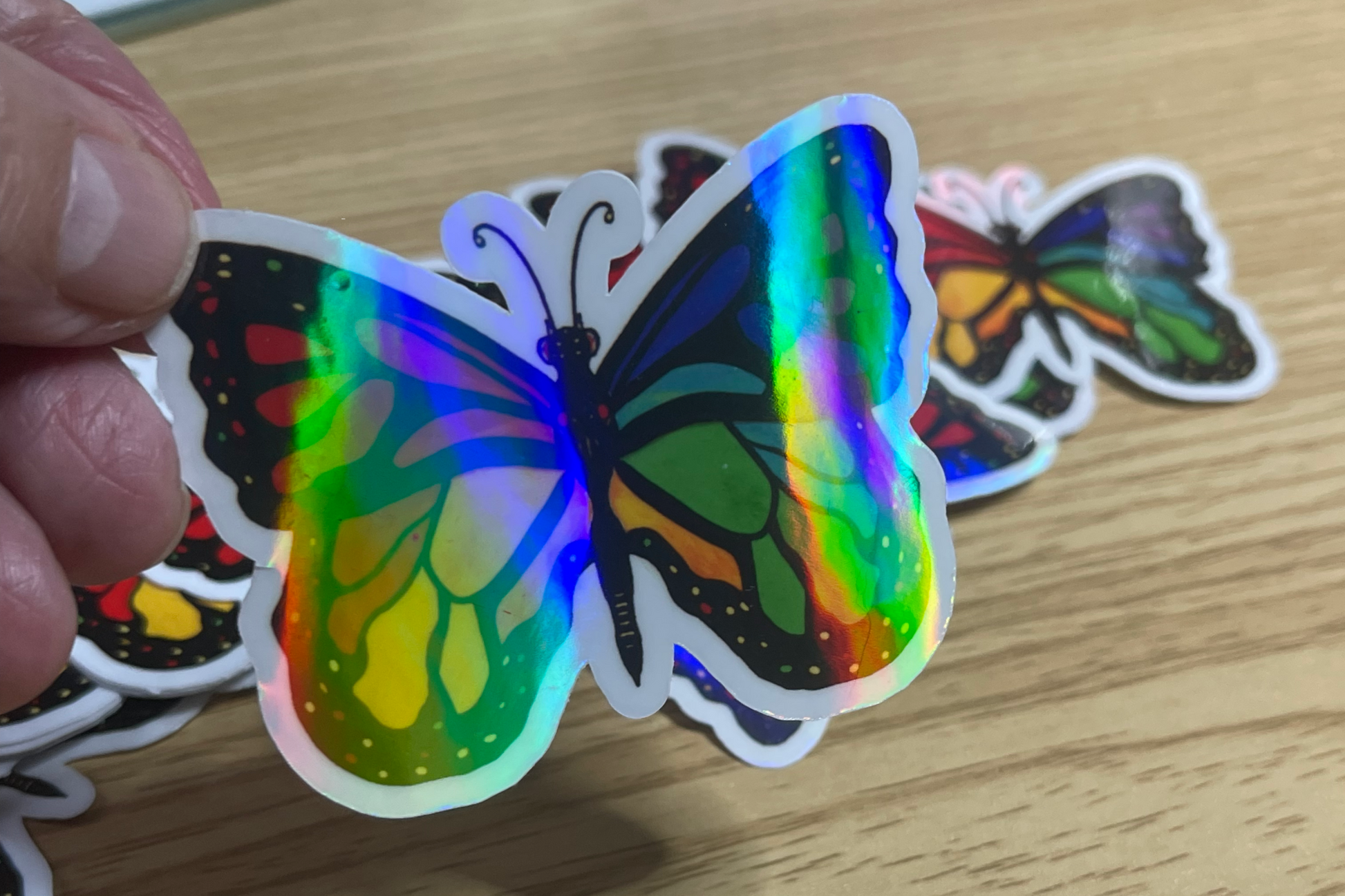 Rainbow Holographic Butterfly Sticker – Holographic Vinyl Die Cut Sticker Decal - Color Crumbs Club