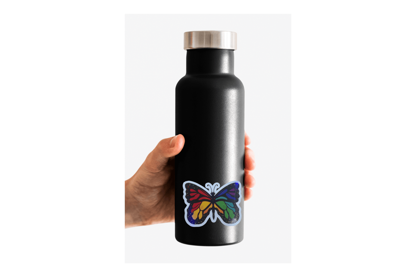 Rainbow Holographic Butterfly Sticker – Holographic Vinyl Die Cut Sticker Decal - Color Crumbs Club