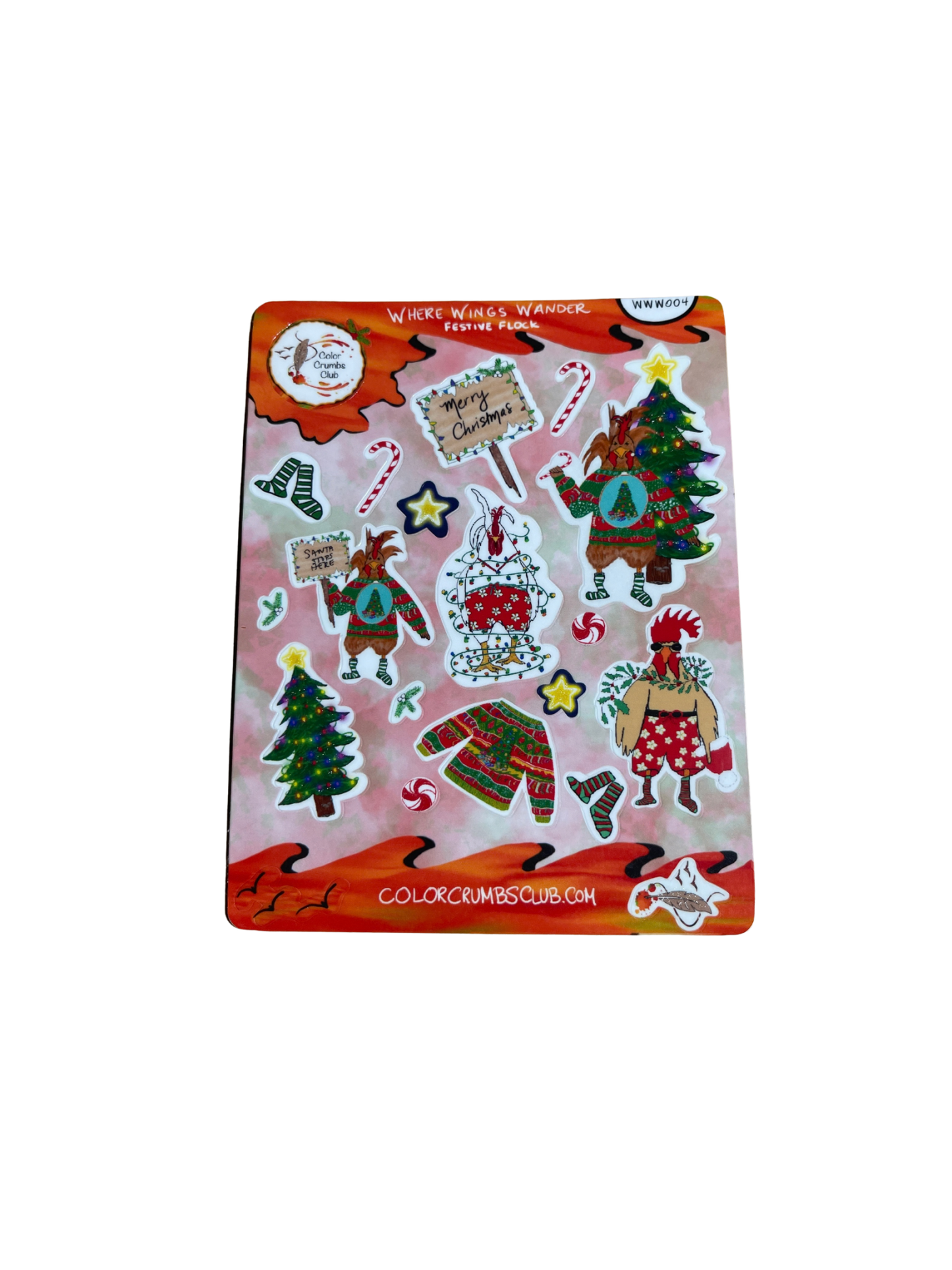 Rooster Sticker Sheet | Where Wings Wander – Festive Flock Rooster Sticker Sheet Collection - Color Crumbs Club