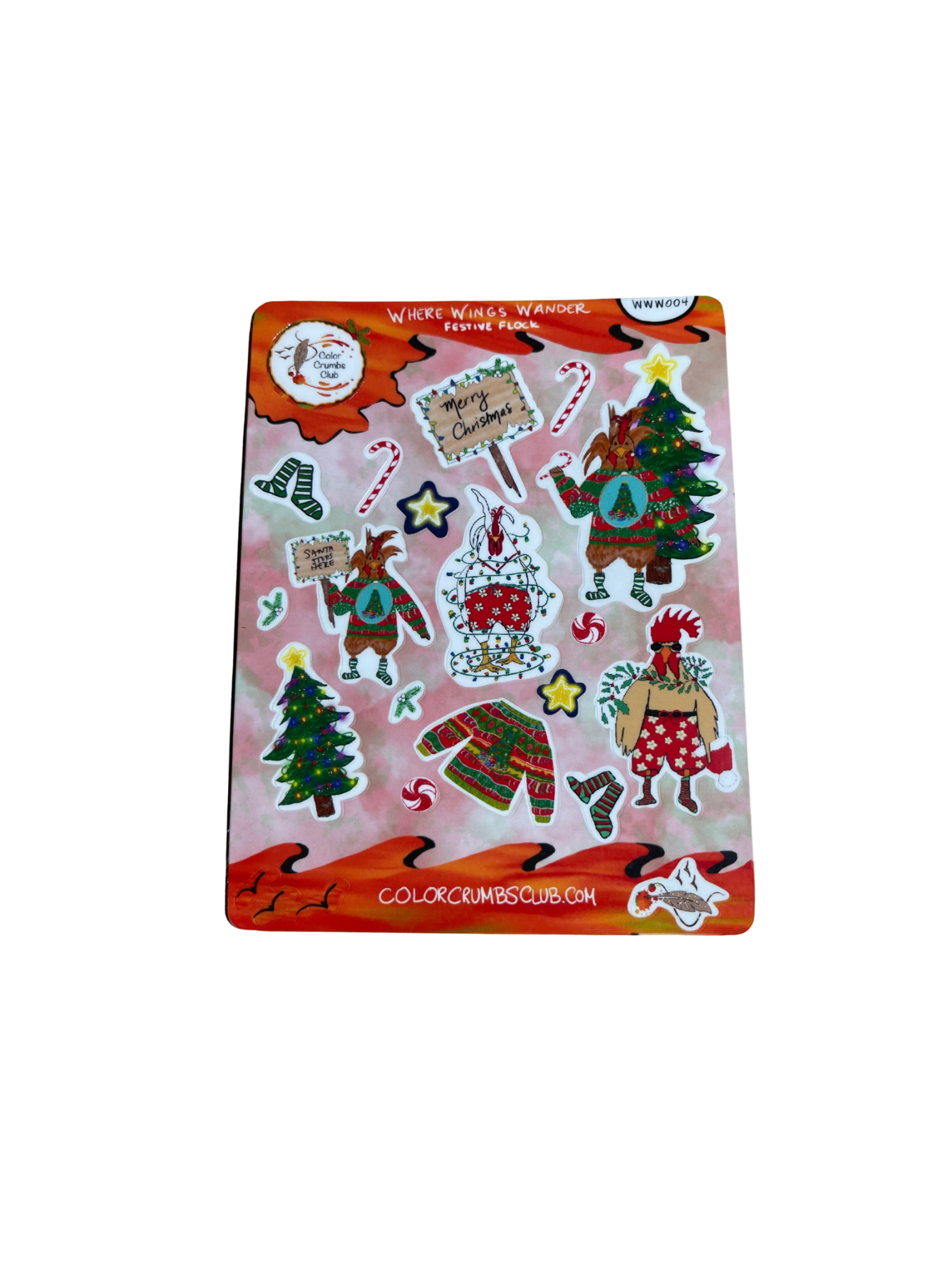 Rooster Sticker Sheet | Where Wings Wander – Festive Flock Rooster Sticker Sheet Collection - Color Crumbs Club