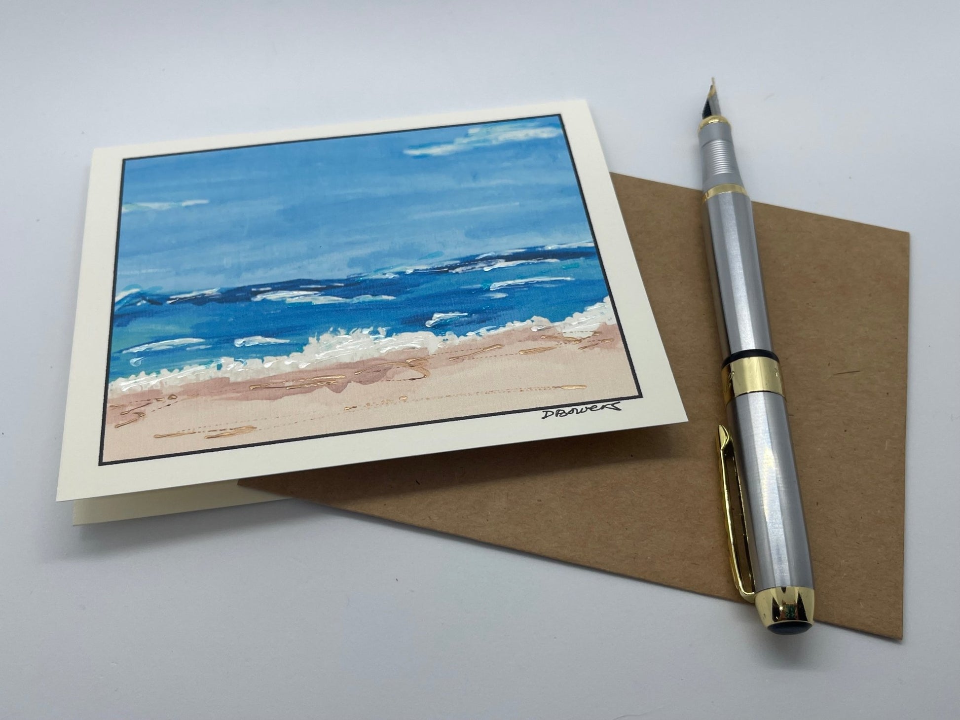 Shoreline Whispers Greeting Card - blank note card - Squirrellyartmama