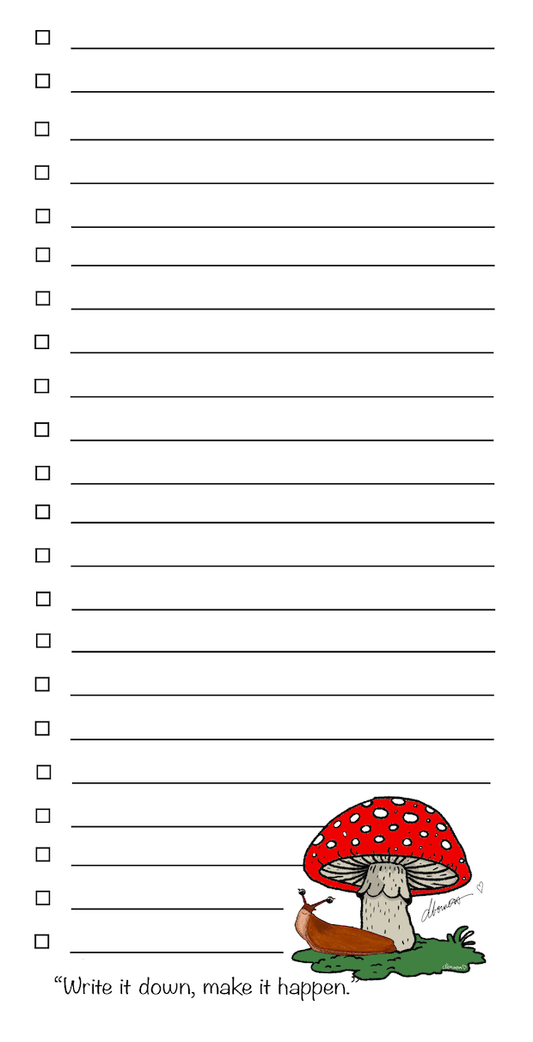 Slug Mushroom Magnetic Notepad – Slug Mushroom Refrigerator List Pad | “Write It Down, Make It Happen” - Color Crumbs Club