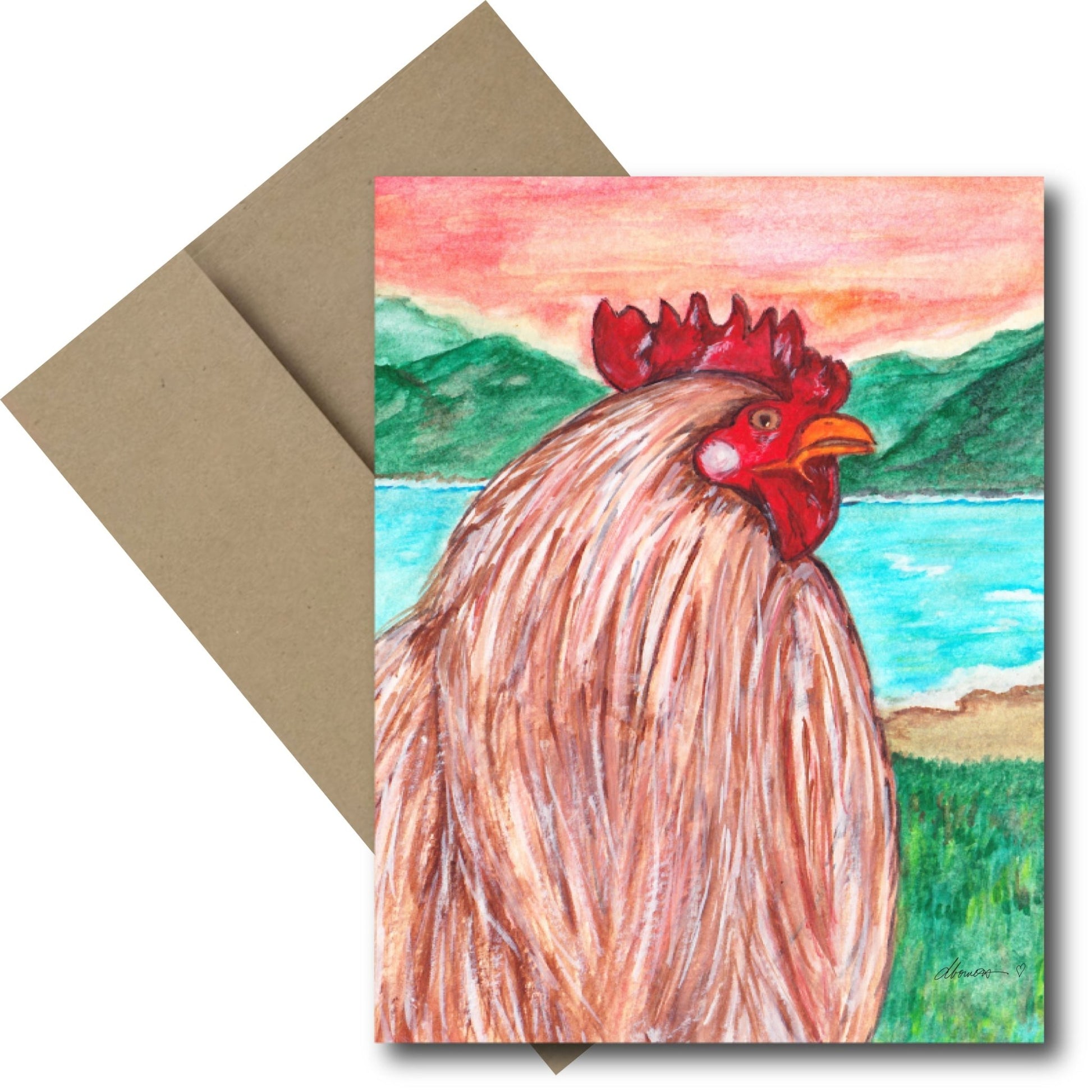Sunrise Roo Greeting Card - Blank Note Card - Squirrellyartmama
