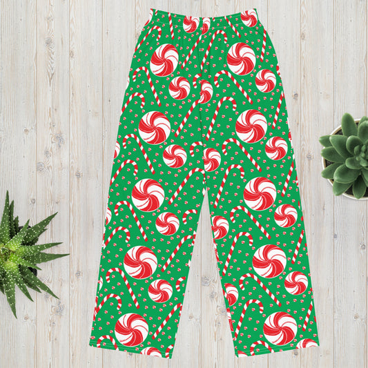 Sweet Holiday Pajama Pants - Unisex wide - leg Holiday Pants - Squirrellyartmama