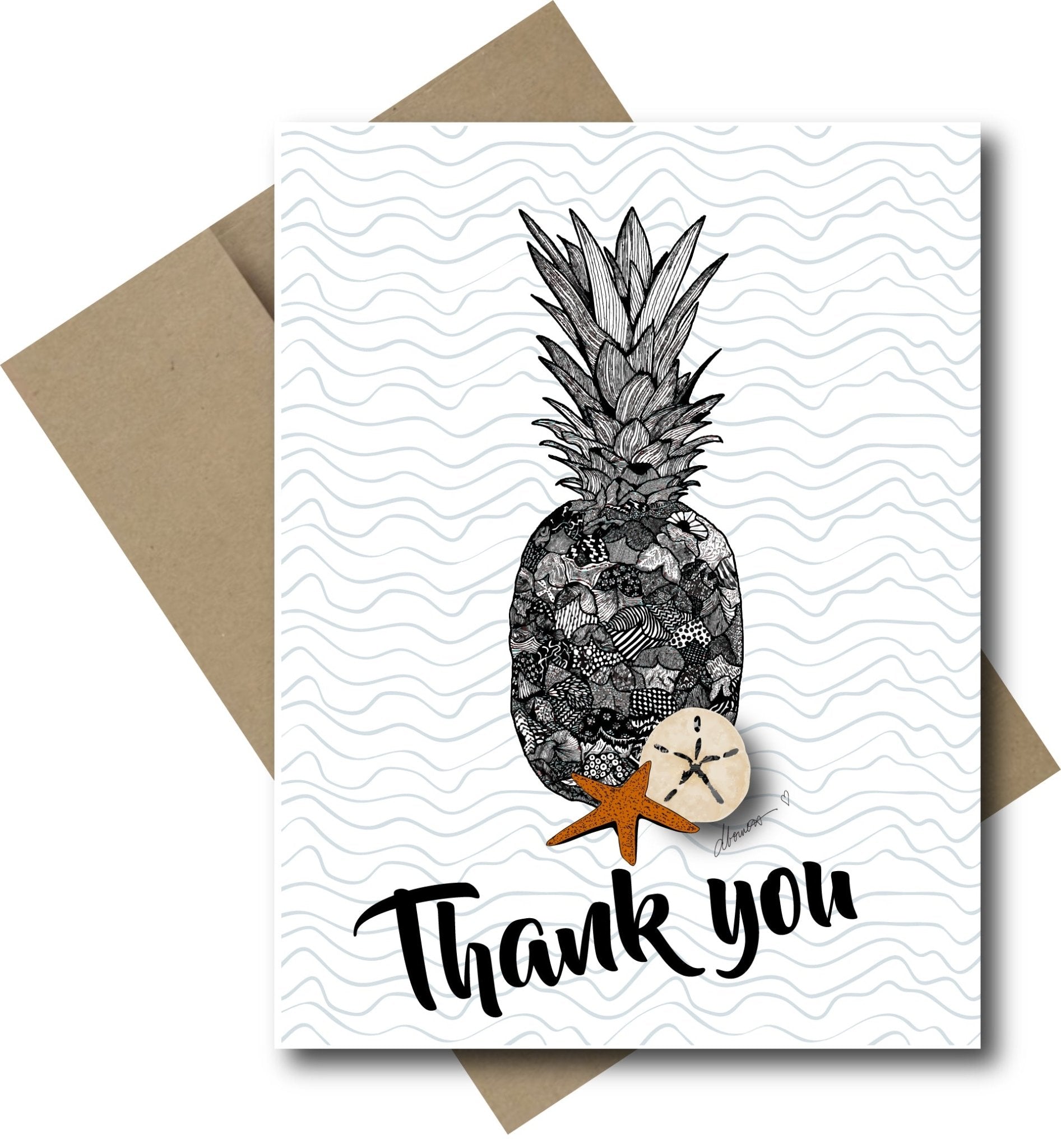 Sweet Thank you Greeting Card - Blank Note Card - Squirrellyartmama