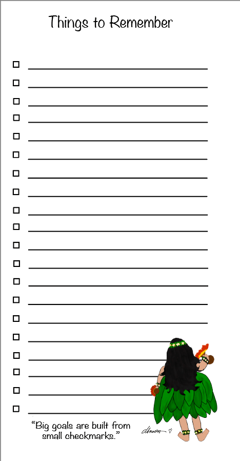 Things to Remember Magnetic Notepad – Hula Girl Refrigerator List Pad - Color Crumbs Club