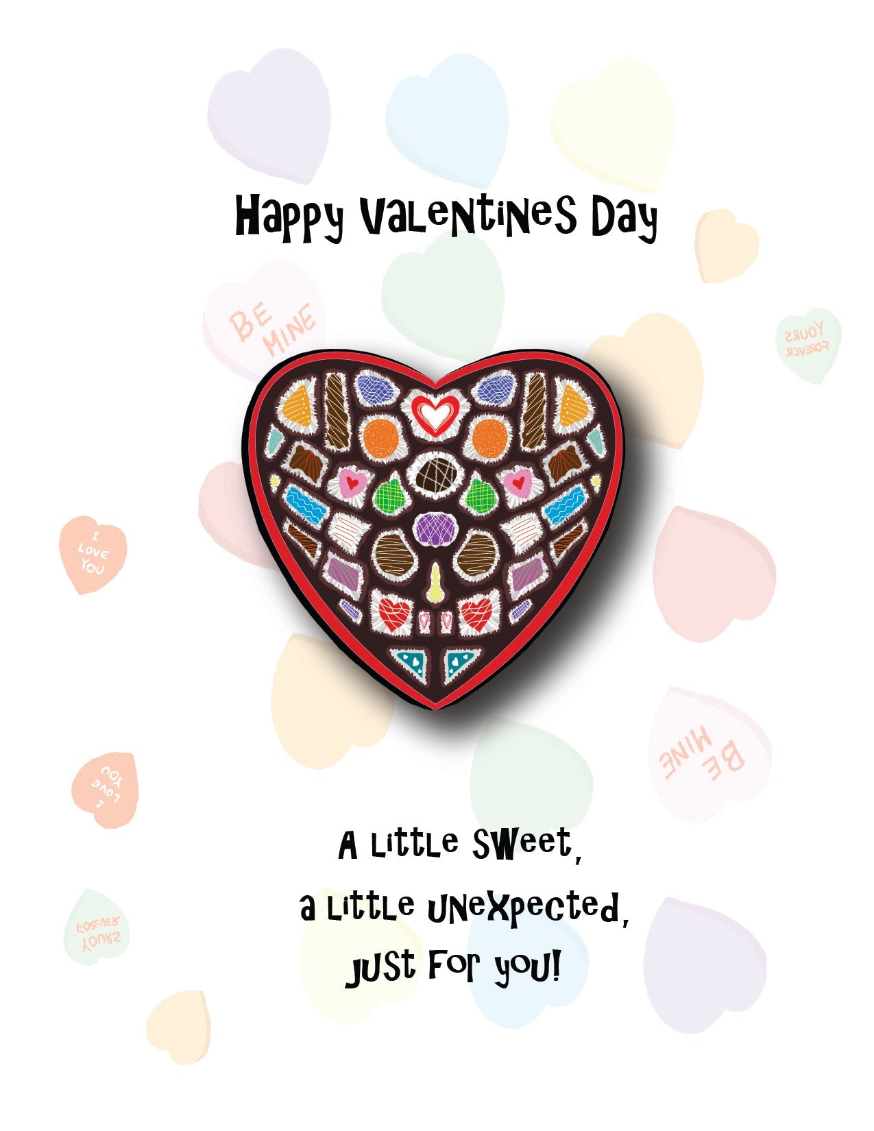 Valentines Card – A Little Sweet Box of Chocolate Valentines Greeting Card - Color Crumbs Club
