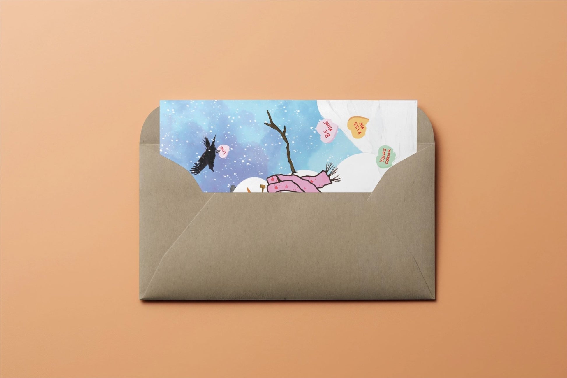 Valentines Card – Love is – Snowman and Crow Valentine Greeting Card - Color Crumbs Club