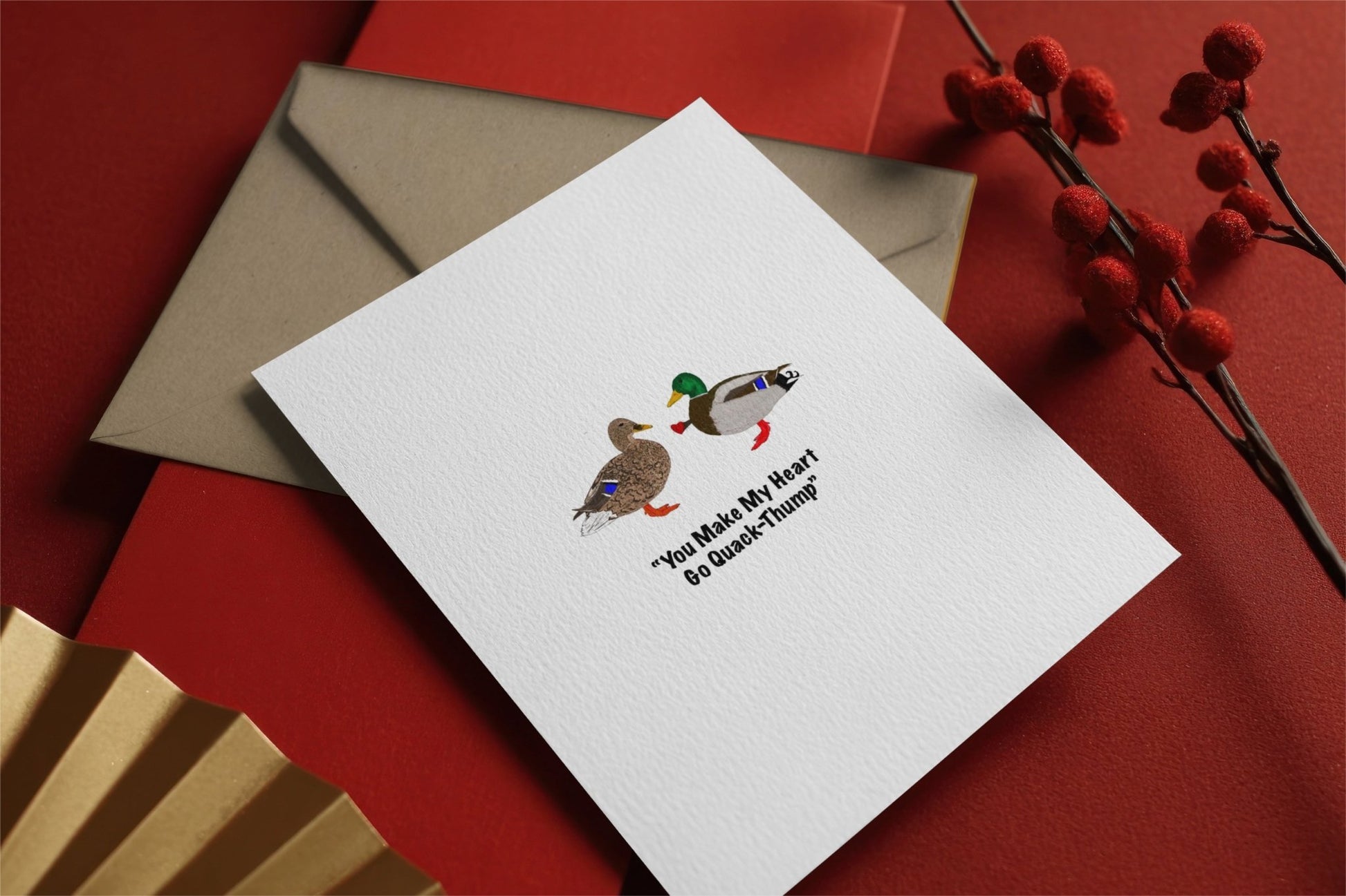 Valentines Card – You make my heart go quack thump Mallard Valentine Greeting Card - Color Crumbs Club