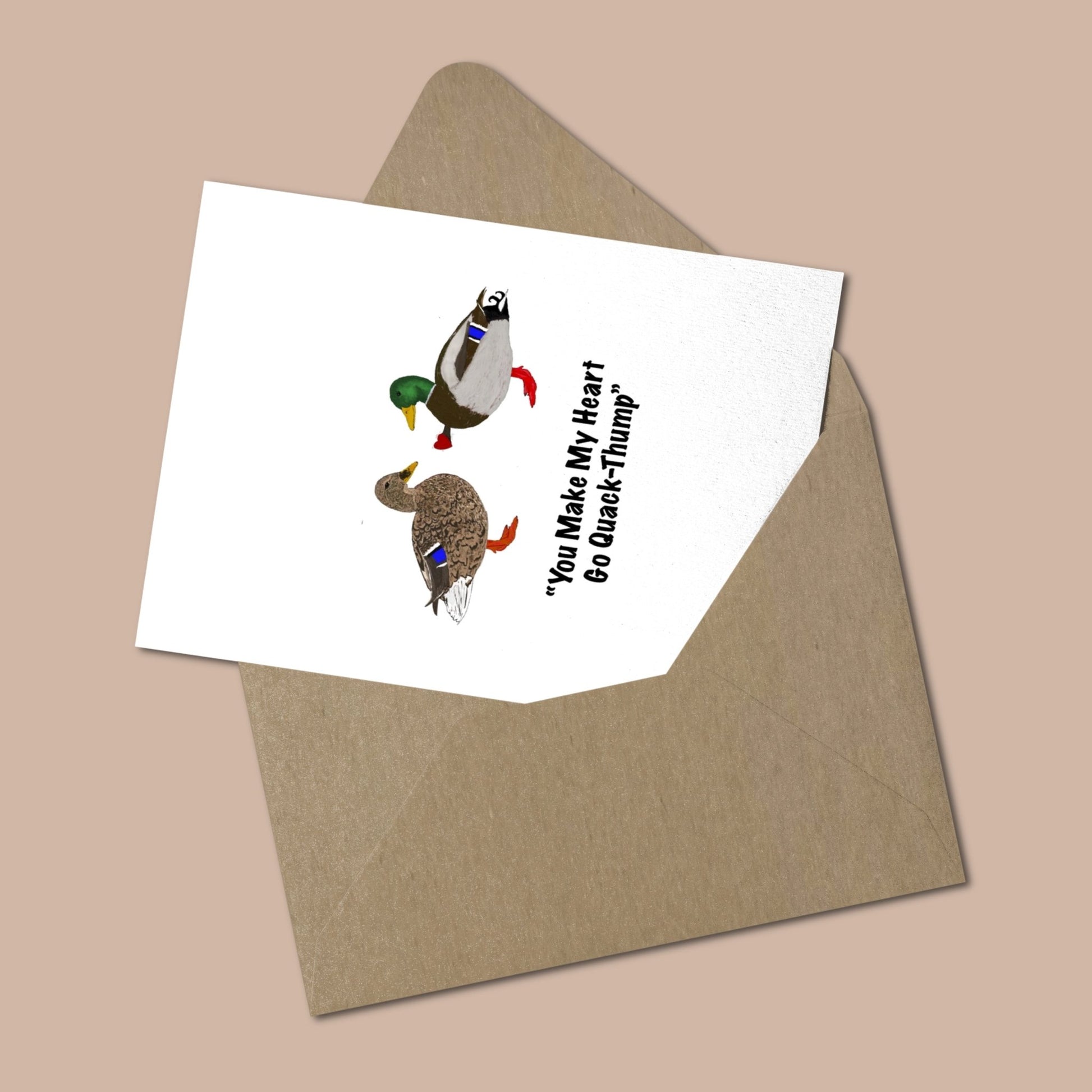 Valentines Card – You make my heart go quack thump Mallard Valentine Greeting Card - Color Crumbs Club