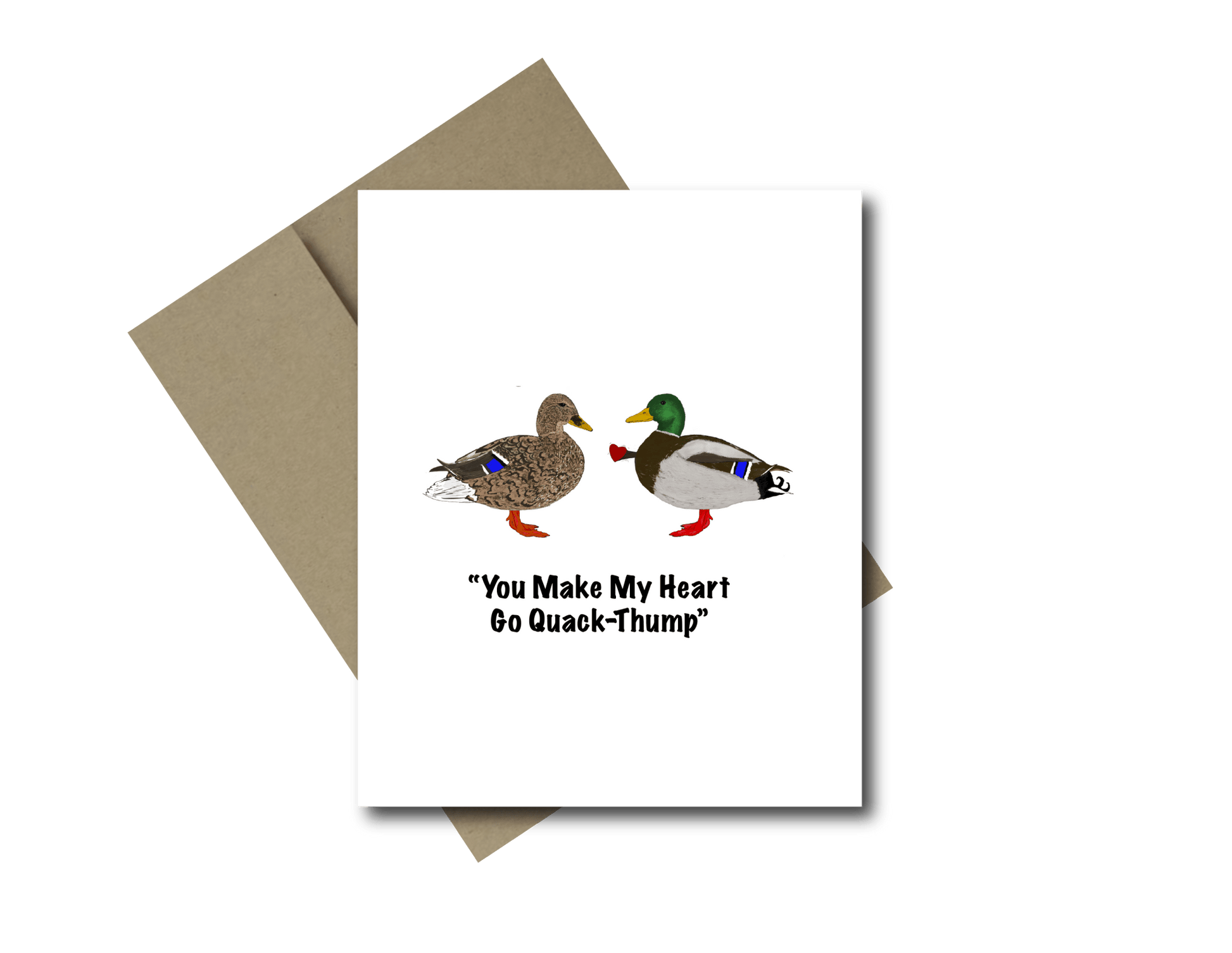 Valentines Card – You make my heart go quack thump Mallard Valentine Greeting Card - Color Crumbs Club
