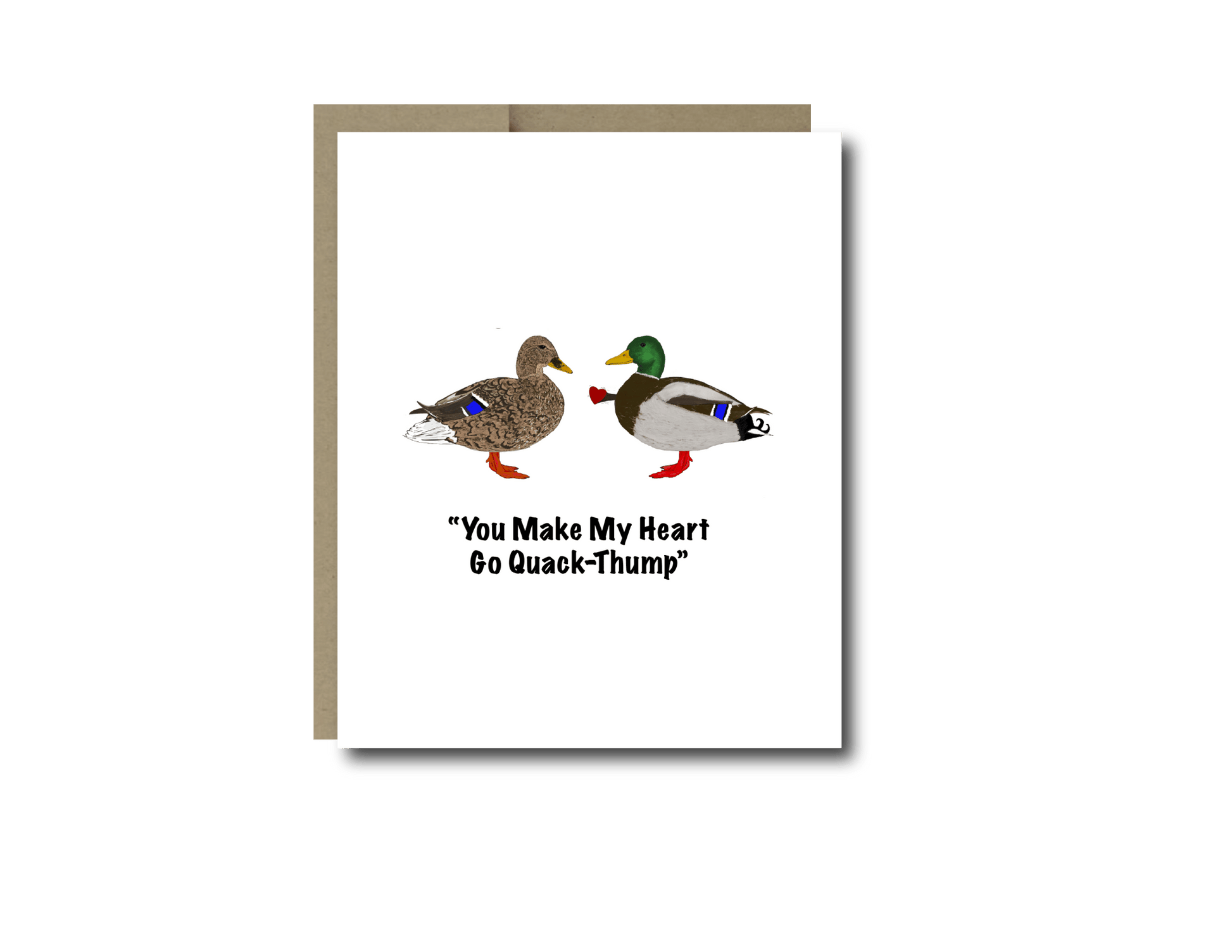 Valentines Card – You make my heart go quack thump Mallard Valentine Greeting Card - Color Crumbs Club
