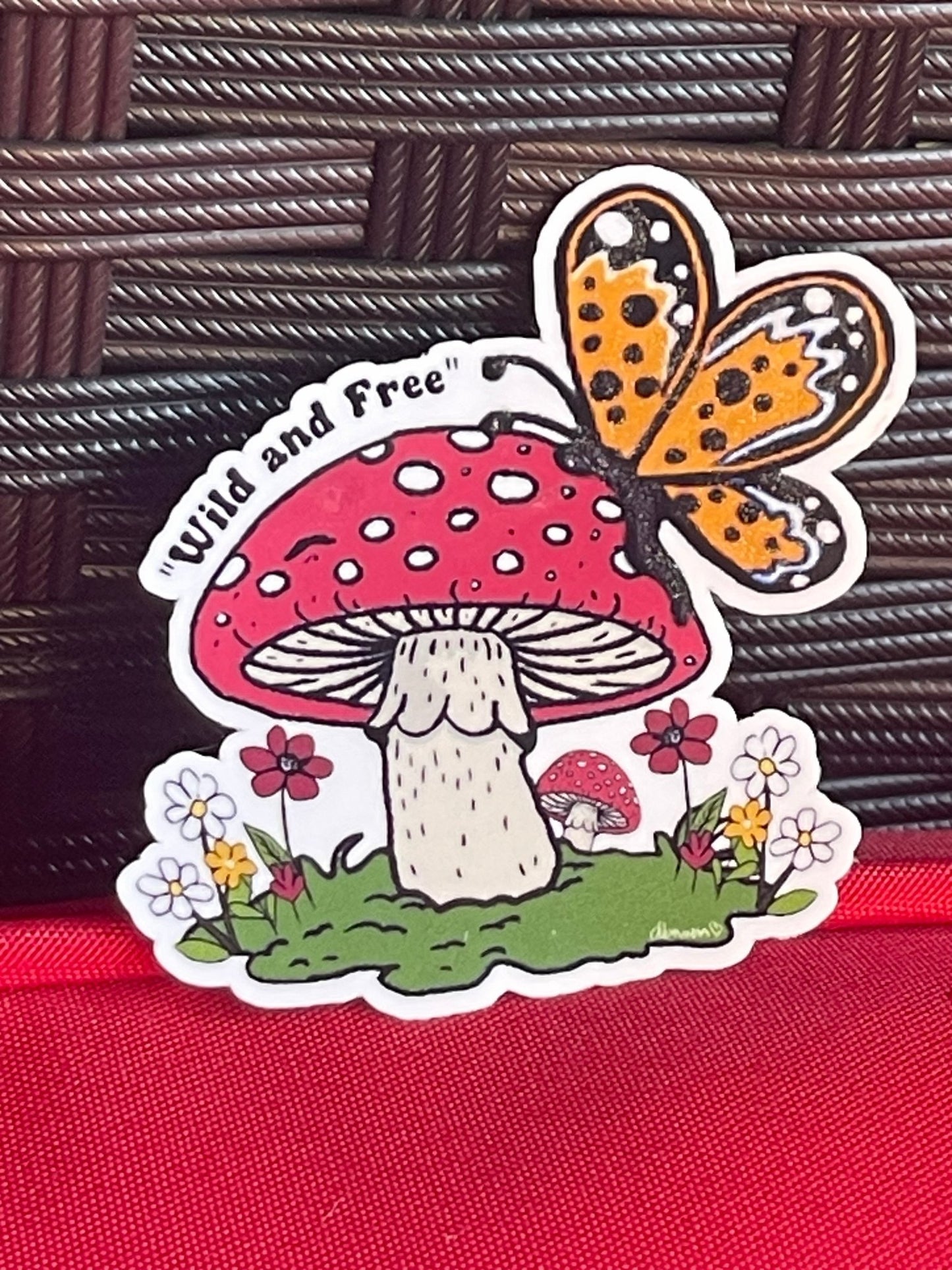 Wild and Free Sticker – Amanita Mushroom with Monarch Butterfly - Color Crumbs Club